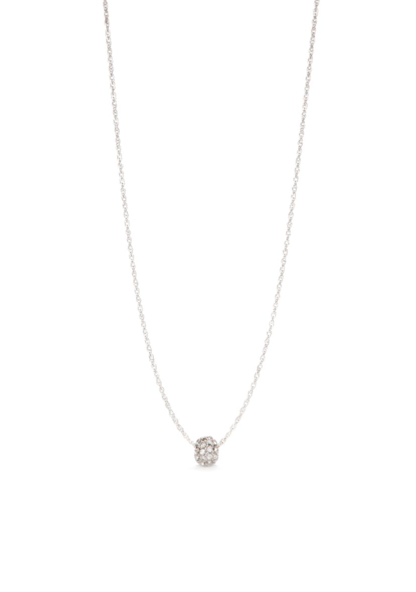 Silver-Tone Crystal Single Ball Drop Necklace