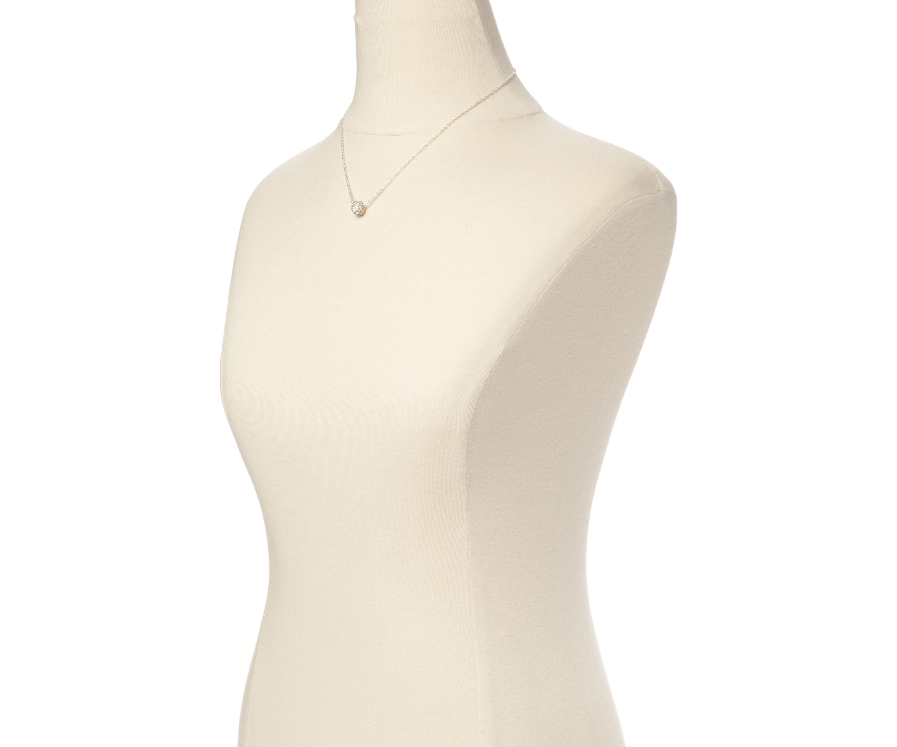 Silver-Tone Crystal Single Ball Drop Necklace