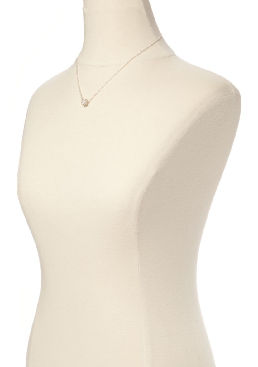 Silver-Tone Crystal Single Ball Drop Necklace