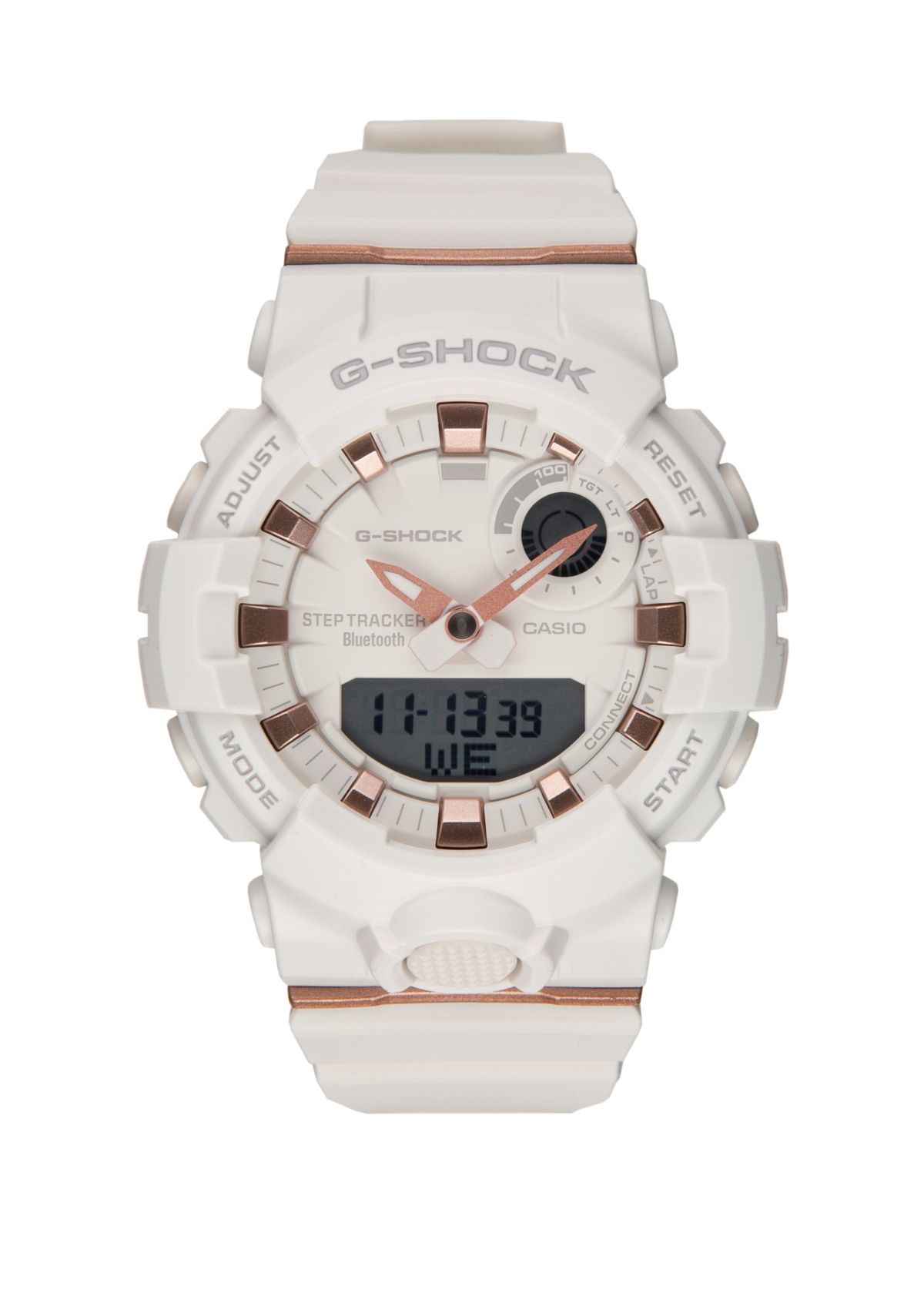Womens White and Rose Gold Trainer Watch