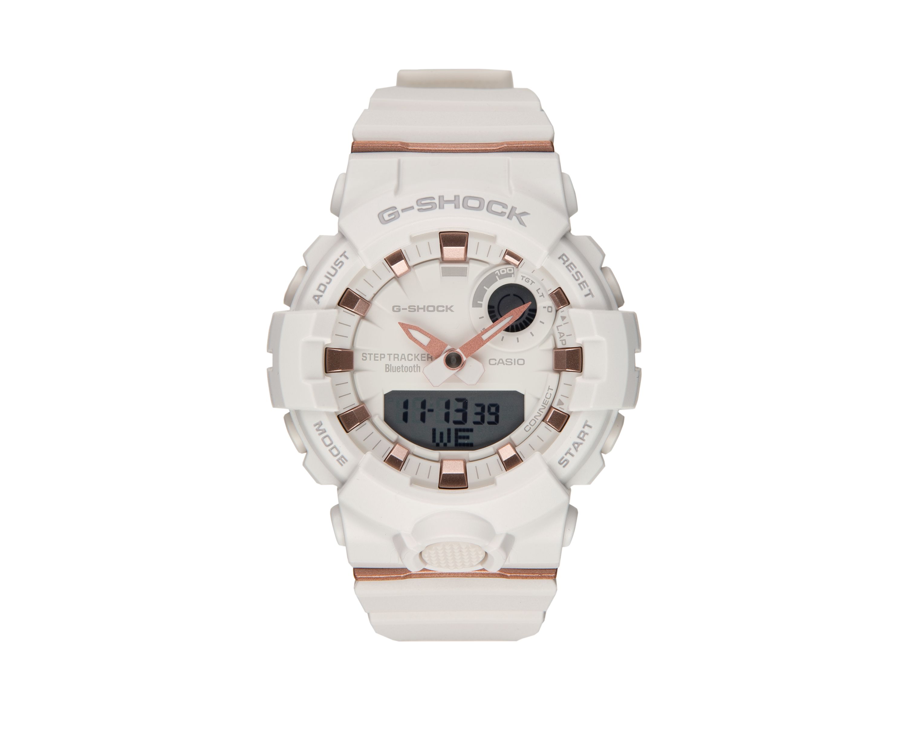 Womens White and Rose Gold Trainer Watch