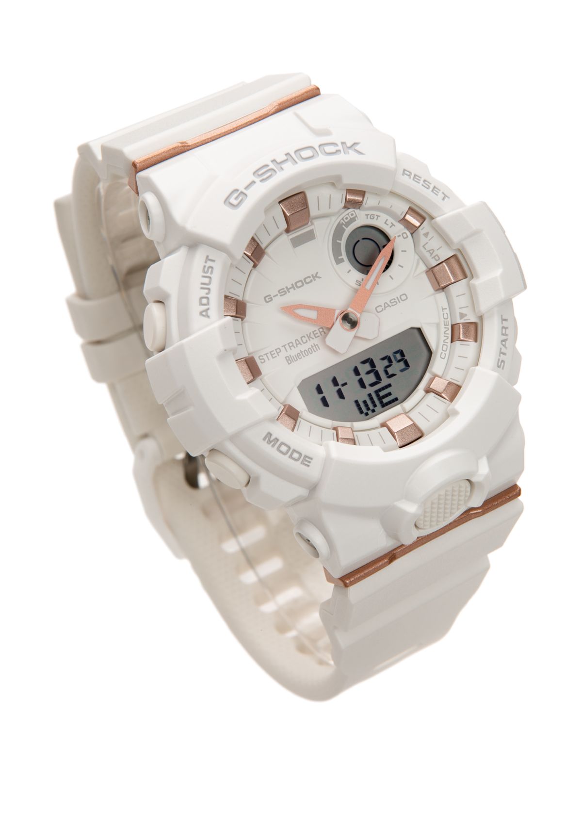 Womens White and Rose Gold Trainer Watch