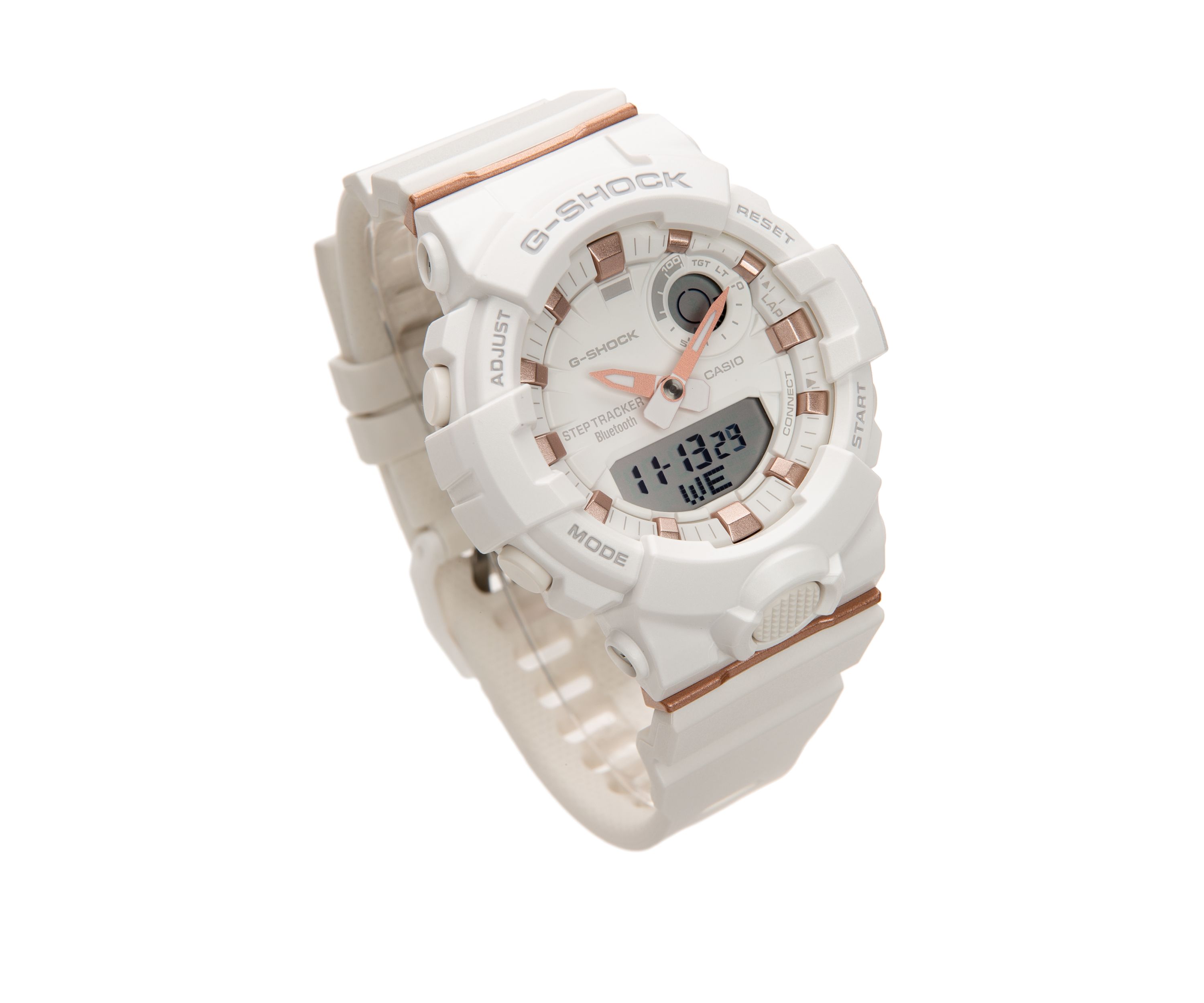 Womens White and Rose Gold Trainer Watch
