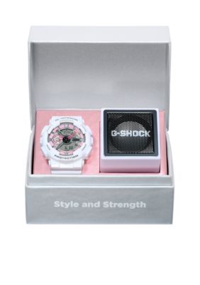 G Shock G Shock Women S White Ana Digi S Series Watch Bluetooth Speaker Gift Set Belk