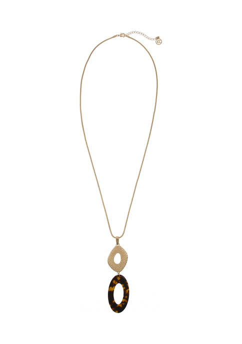 Erica Lyons Gold Tone Pendant Necklace with Textured