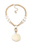 Chain and Pearl Medallion Necklace