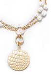 Chain and Pearl Medallion Necklace
