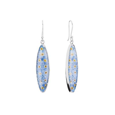 Belk Silverworks Sterling Silver Dried Forget-Me-Not Flowers Marquis Drop Earrings