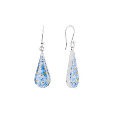 Belk Silverworks Sterling Silver Dried Forget-Me-Not Flowers Teardrop Earrings