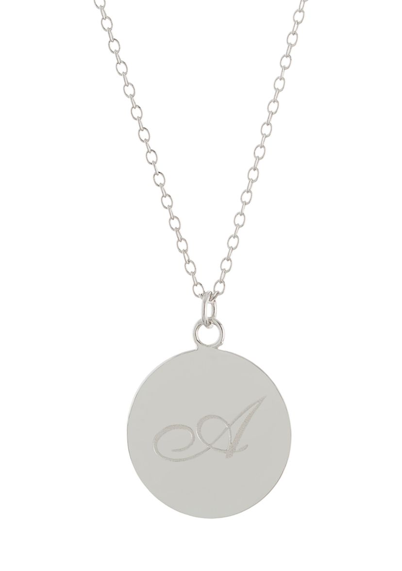 Sterling Silver Engraved Initial Disc Necklace
