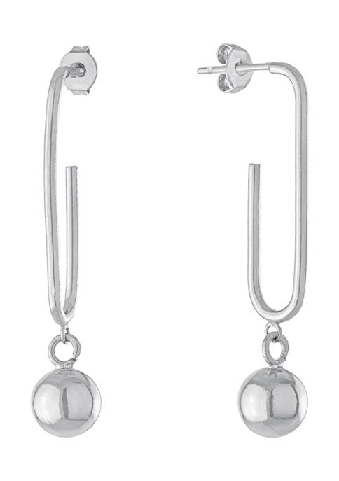 Fine Silver Plated Paperclip Ball Drop Earrings