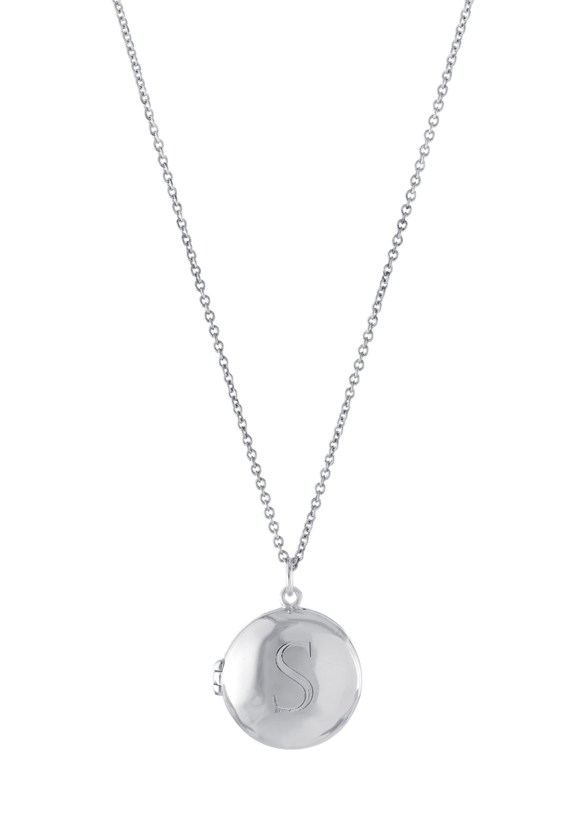 Boxed Fine Silver Plated 18" + 2" Engraved Initial Locket Necklace
