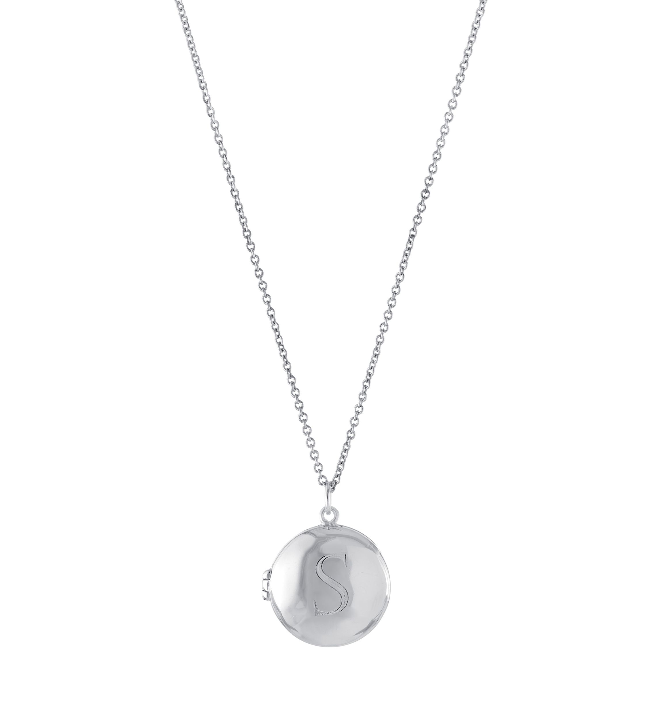Boxed Fine Silver Plated 18" + 2" Engraved Initial Locket Necklace