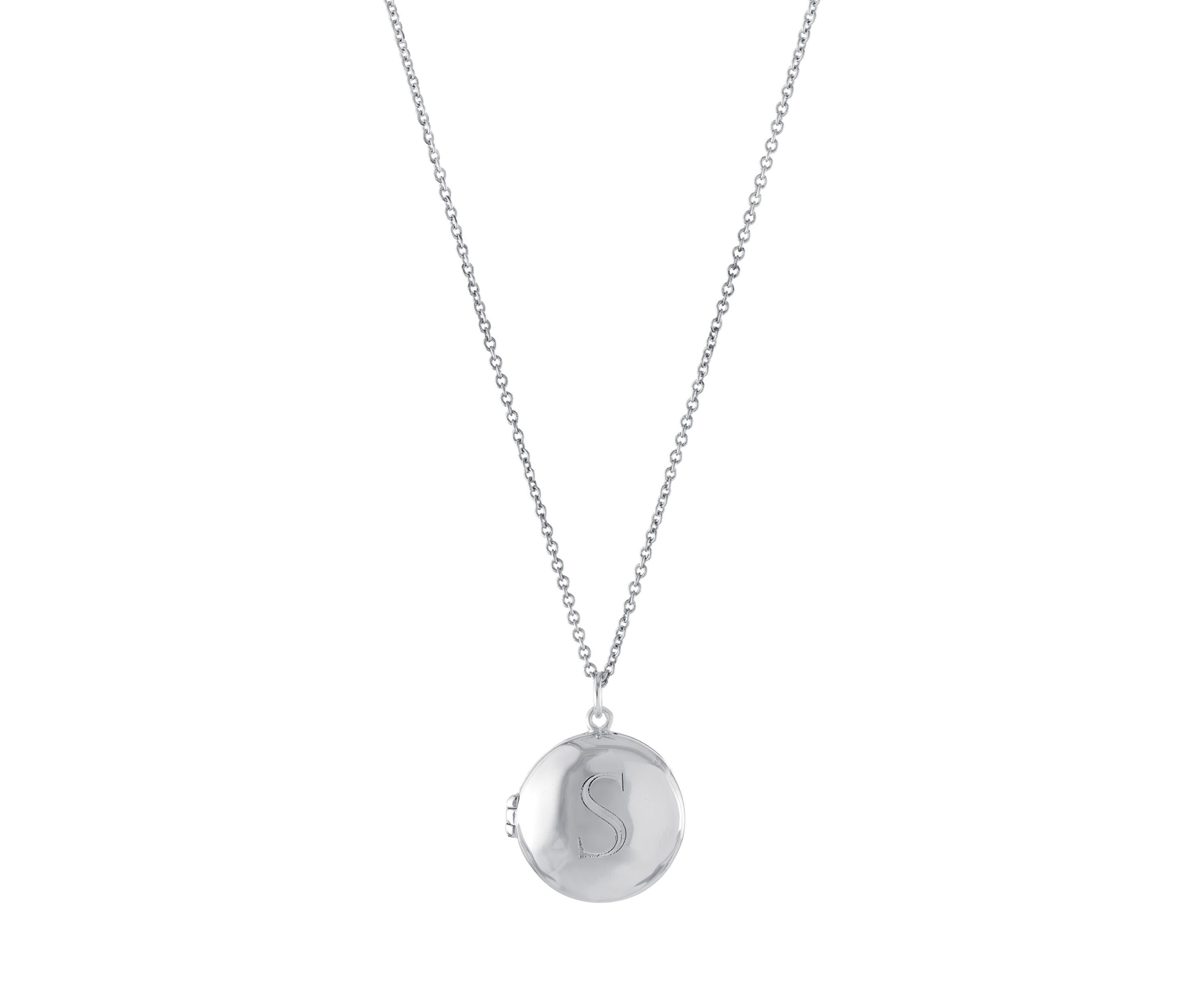 Boxed Fine Silver Plated 18" + 2" Engraved Initial Locket Necklace