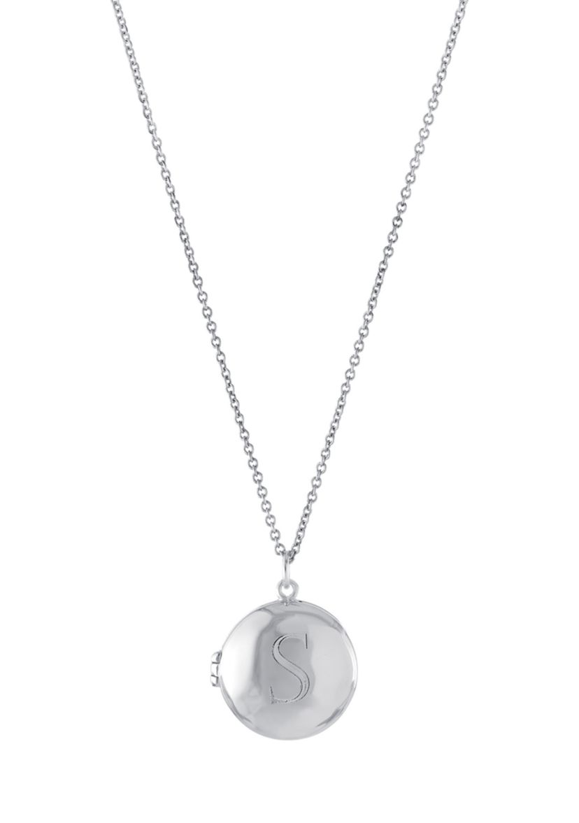 Boxed Fine Silver Plated 18" + 2" Engraved Initial Locket Necklace