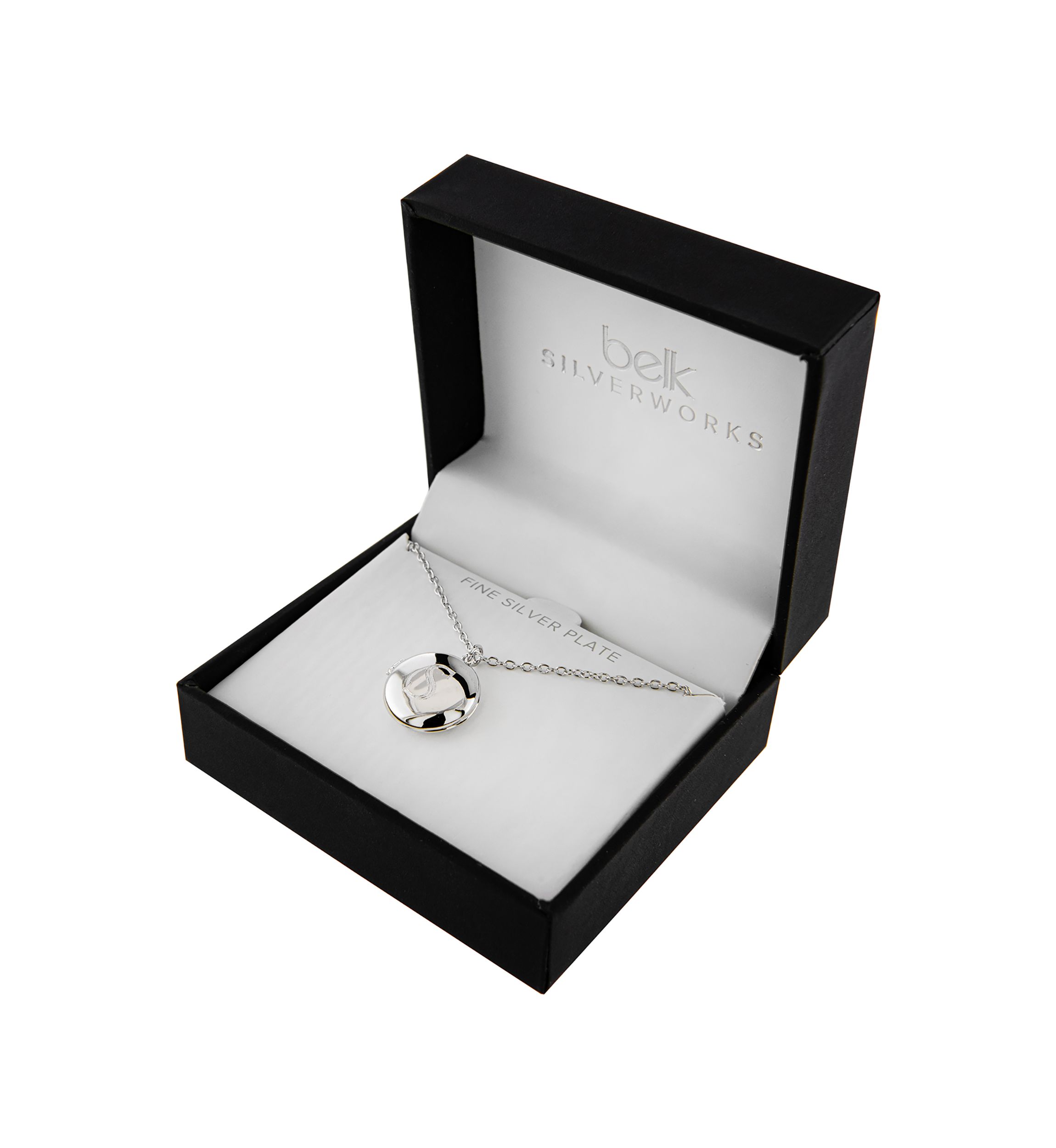Boxed Fine Silver Plated 18" + 2" Engraved Initial Locket Necklace