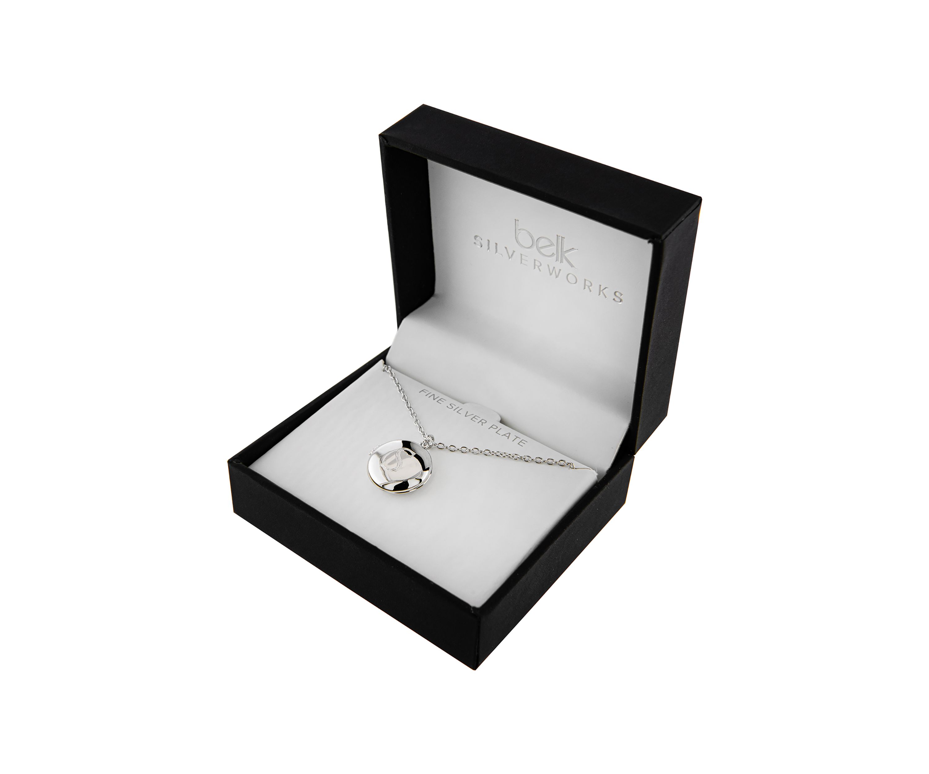 Boxed Fine Silver Plated 18" + 2" Engraved Initial Locket Necklace