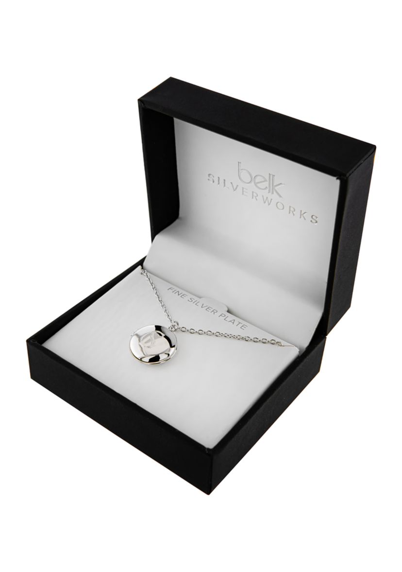 Boxed Fine Silver Plated 18" + 2" Engraved Initial Locket Necklace
