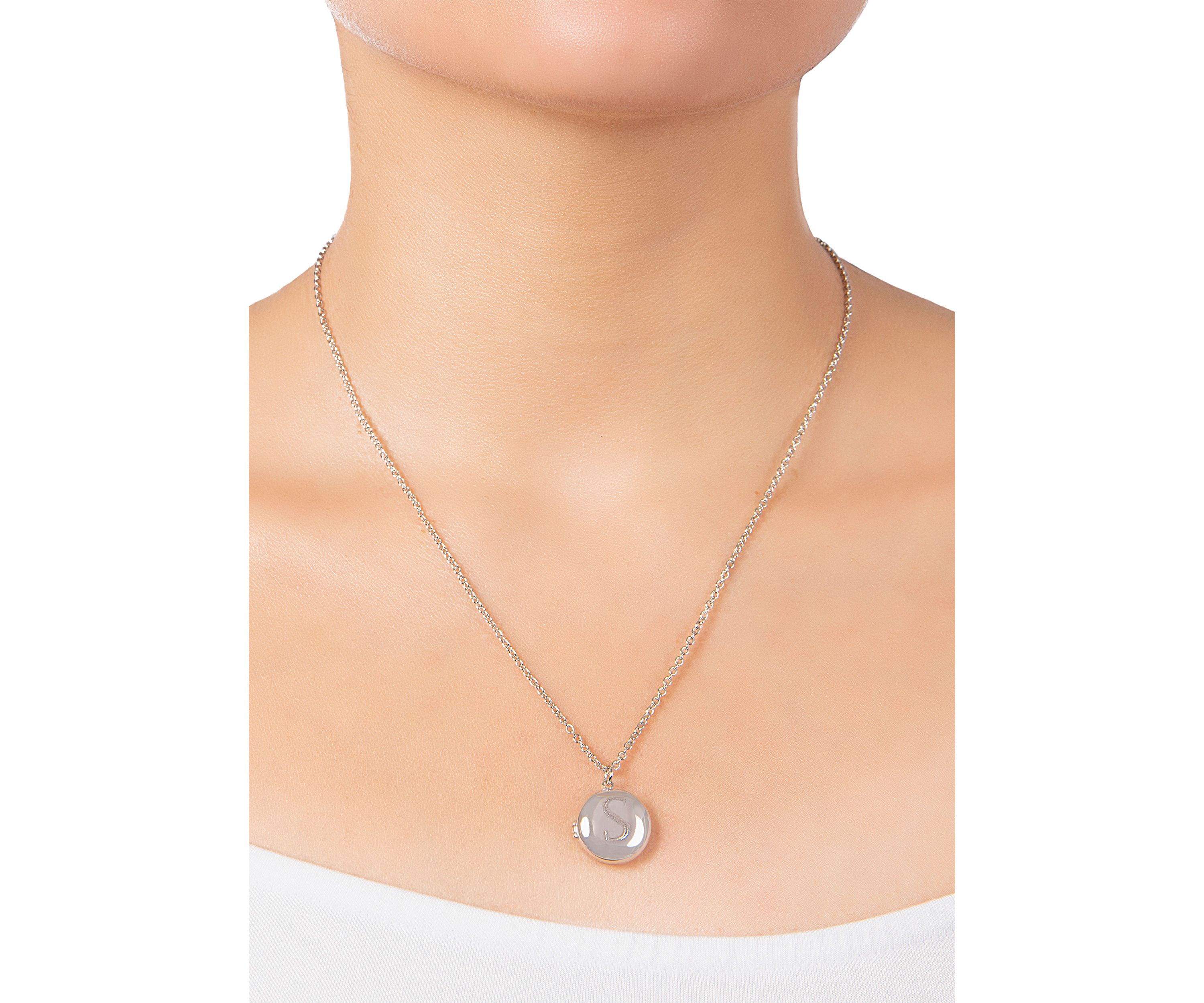 Boxed Fine Silver Plated 18" + 2" Engraved Initial Locket Necklace