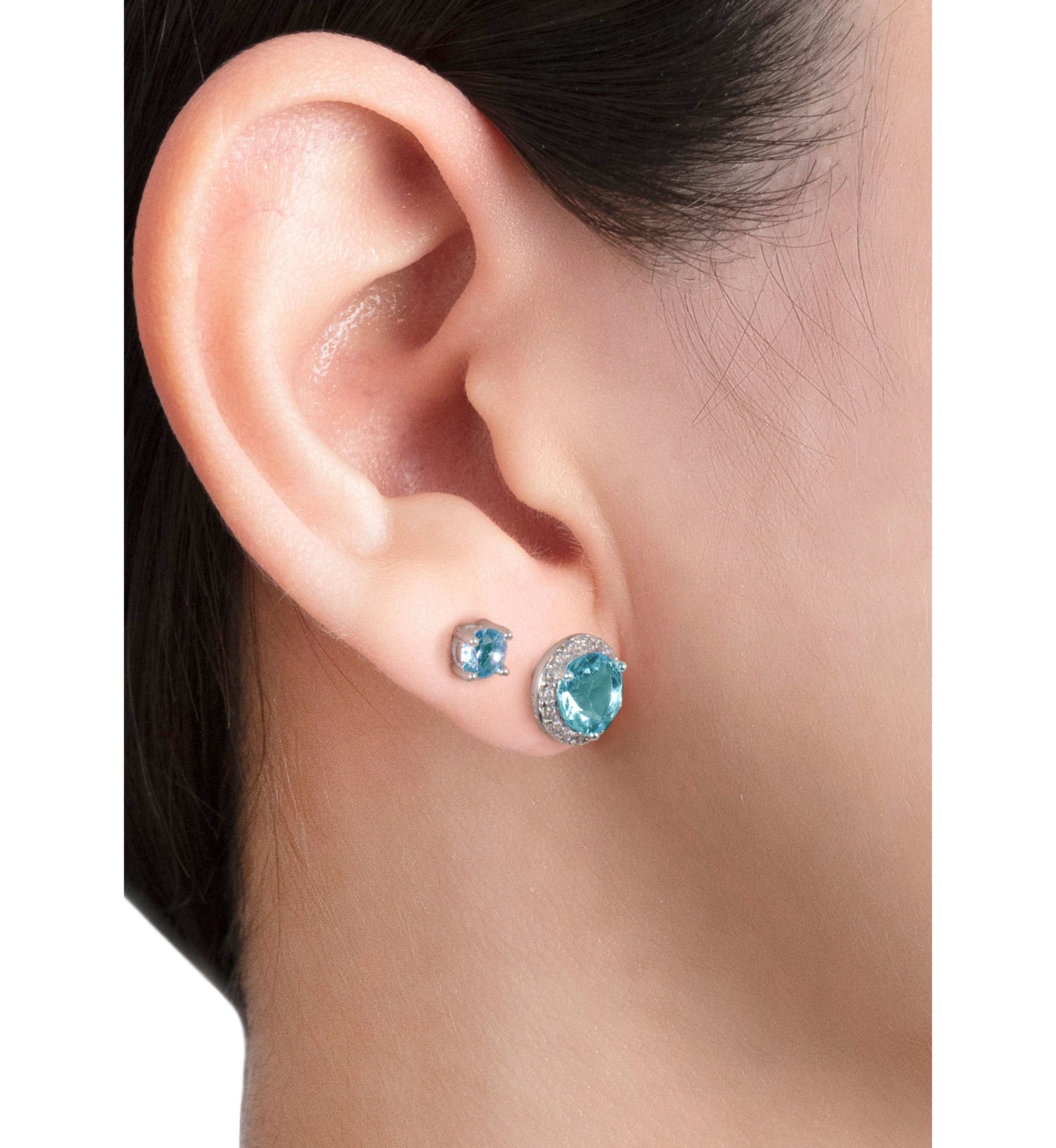 Sterling Silver Crystal Duo Stud Boxed 2-Earring Set