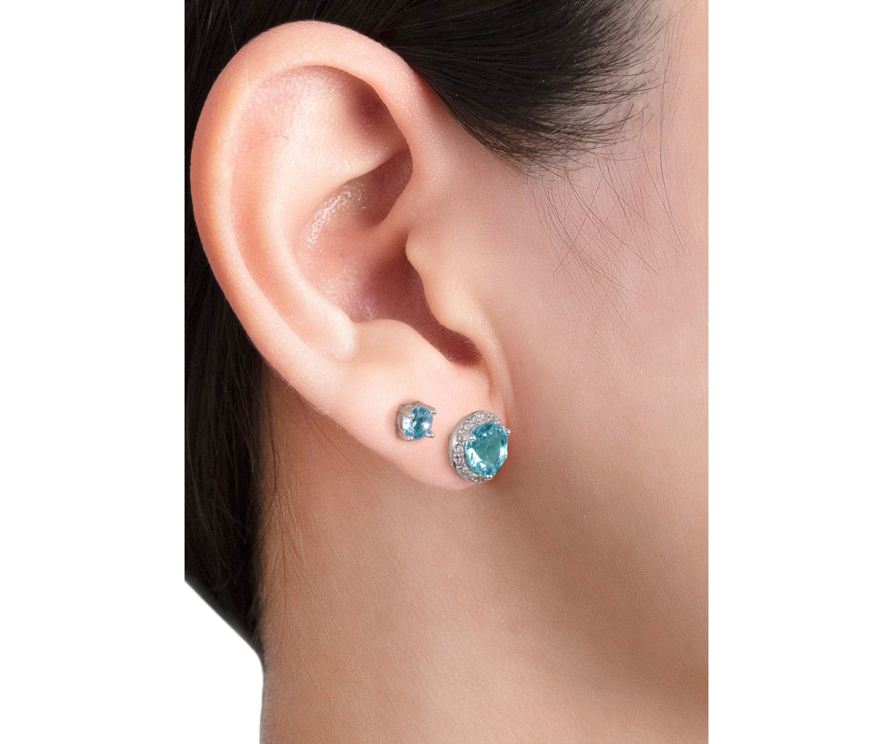 Sterling Silver Crystal Duo Stud Boxed 2-Earring Set