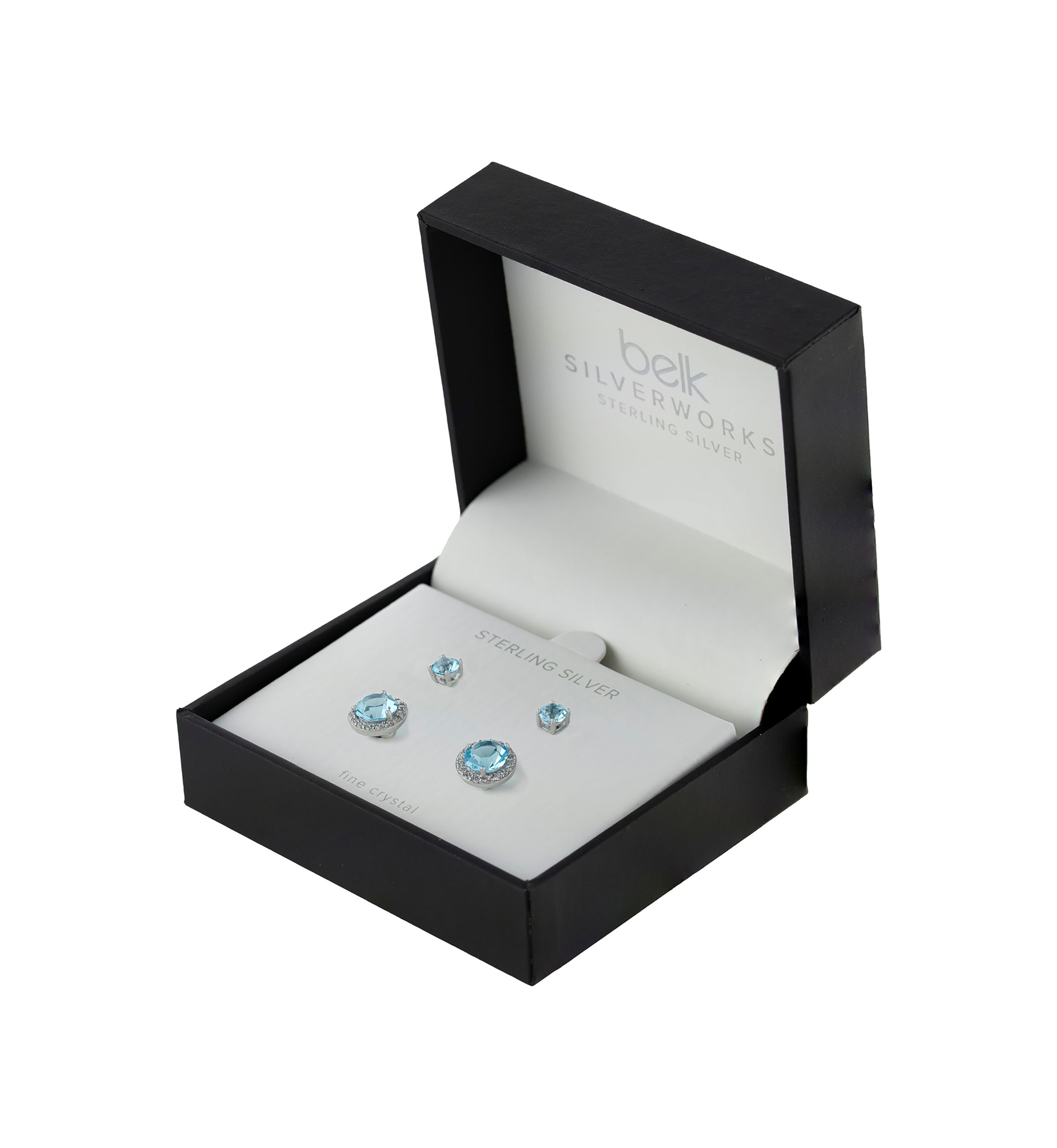 Sterling Silver Crystal Duo Stud Boxed 2-Earring Set