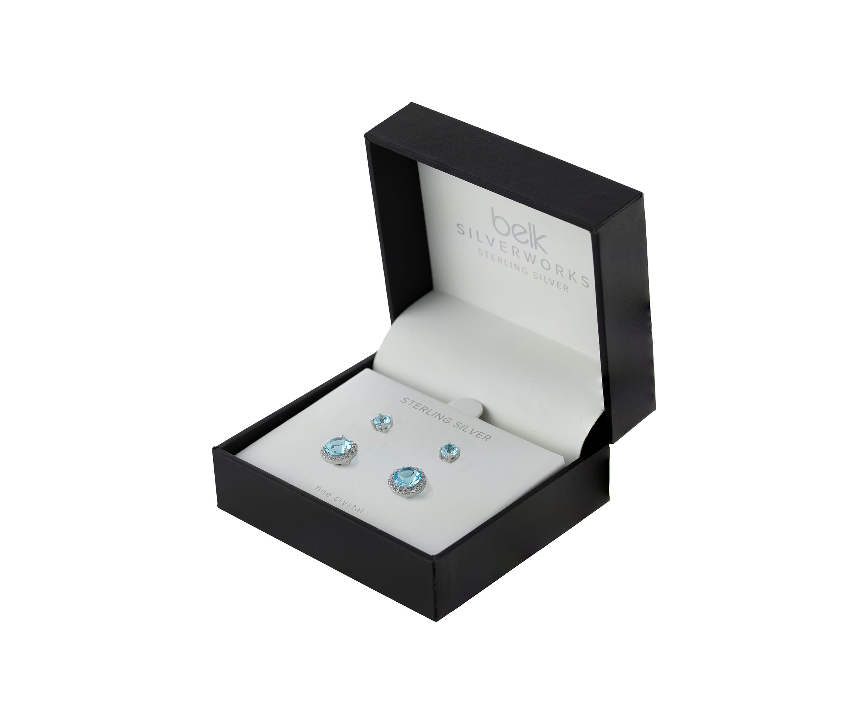Sterling Silver Crystal Duo Stud Boxed 2-Earring Set