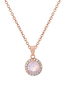 Belk Sterling Silver Sterling Silver Fine Crystal with Cubic Zirconia Halo Pendant Necklace, 18 in