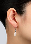 Sterling Silver 10 mm x 14 mm Oval Stone Beaded Drop Earrings