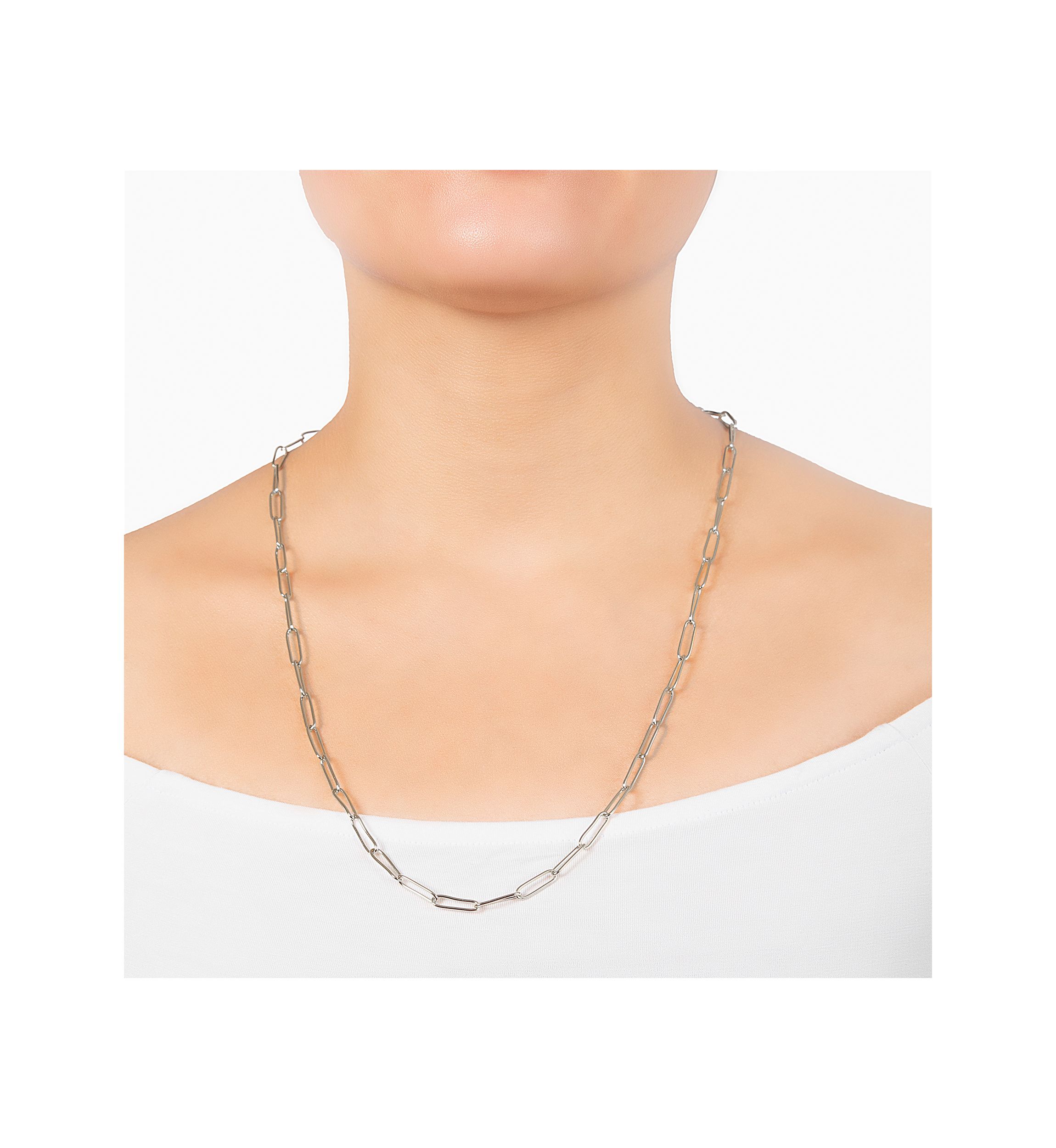 24" Silver Plated Paperclip Link Chain Necklace 