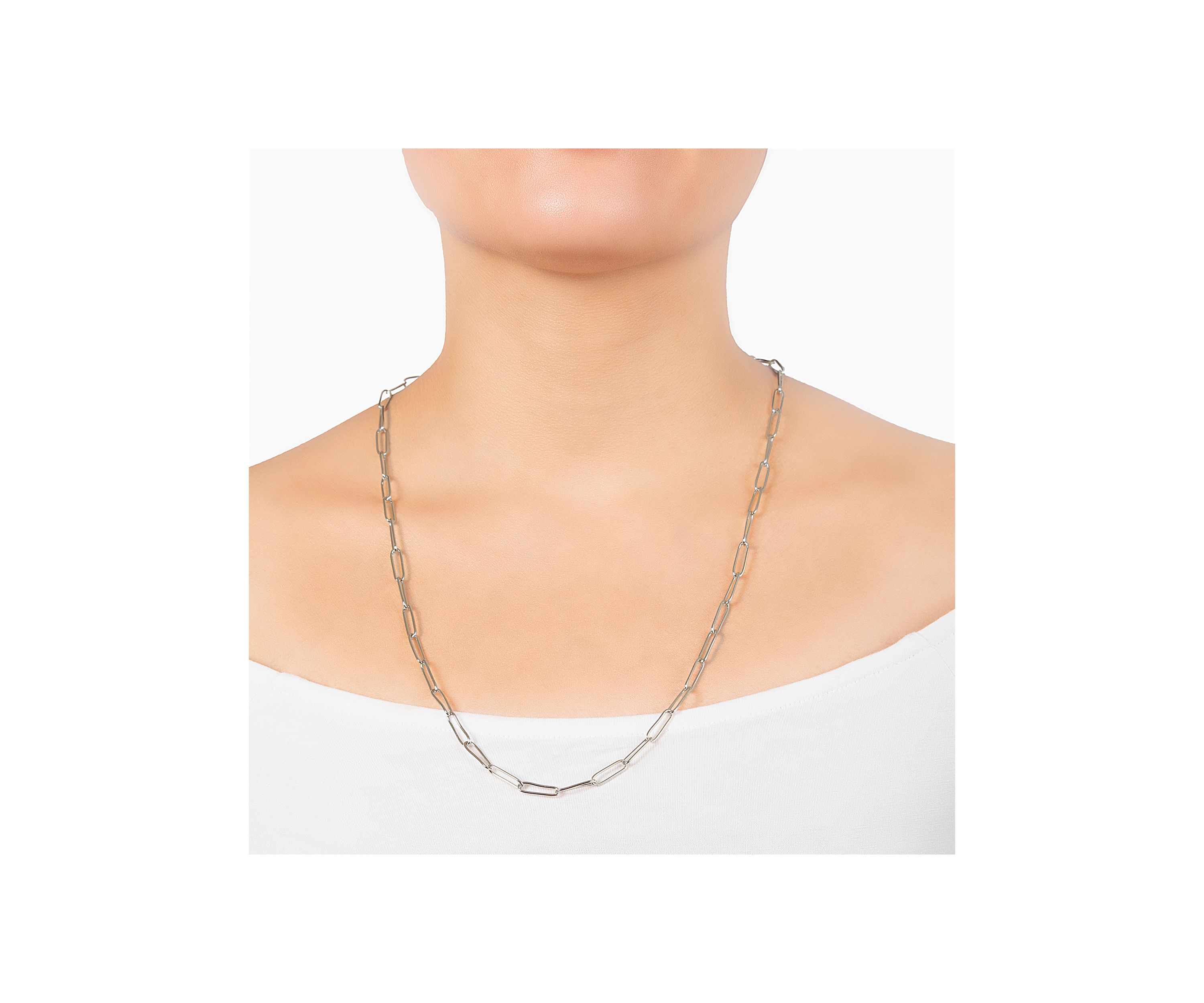 24" Silver Plated Paperclip Link Chain Necklace 