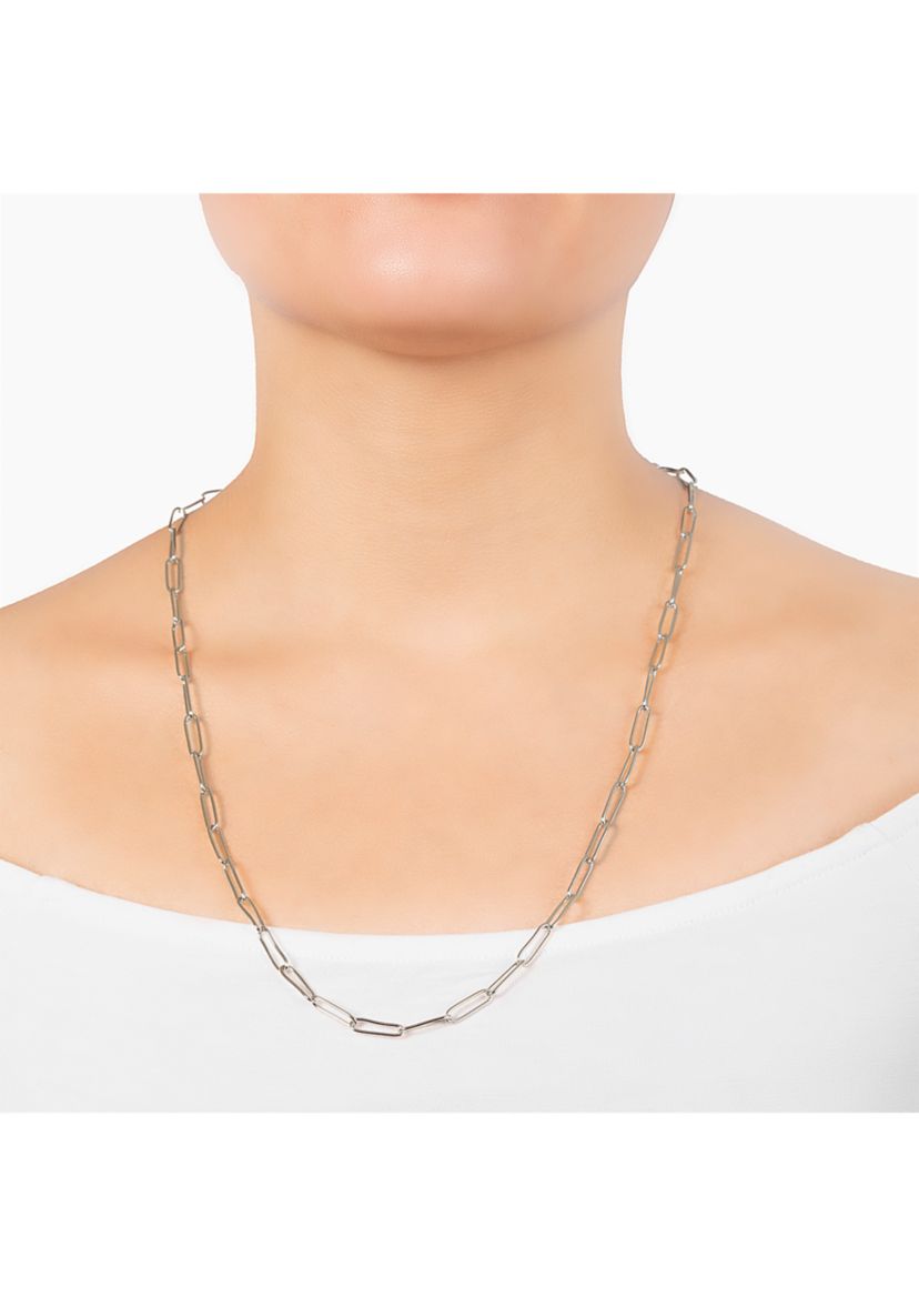 24" Silver Plated Paperclip Link Chain Necklace 