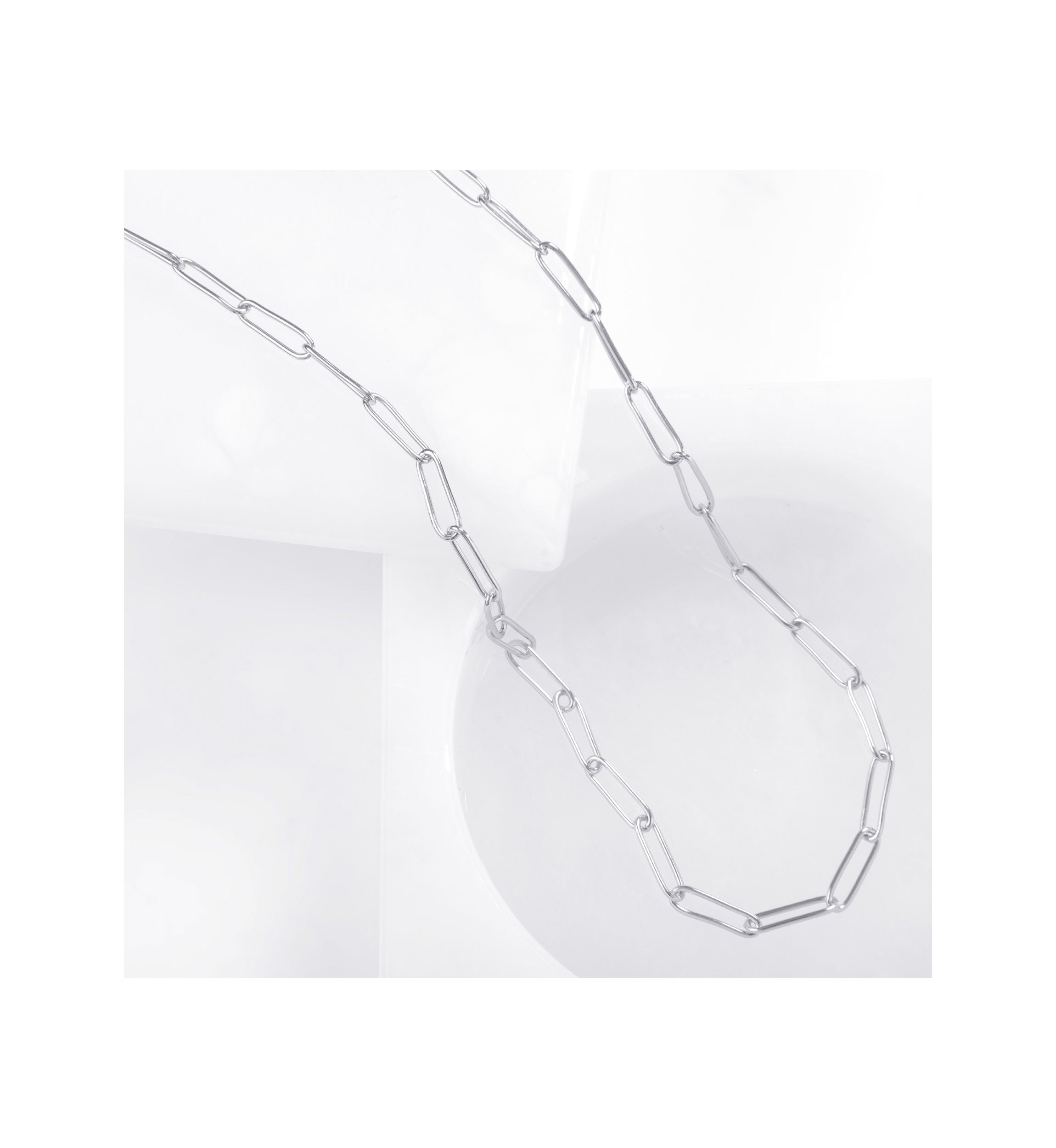 24" Silver Plated Paperclip Link Chain Necklace 