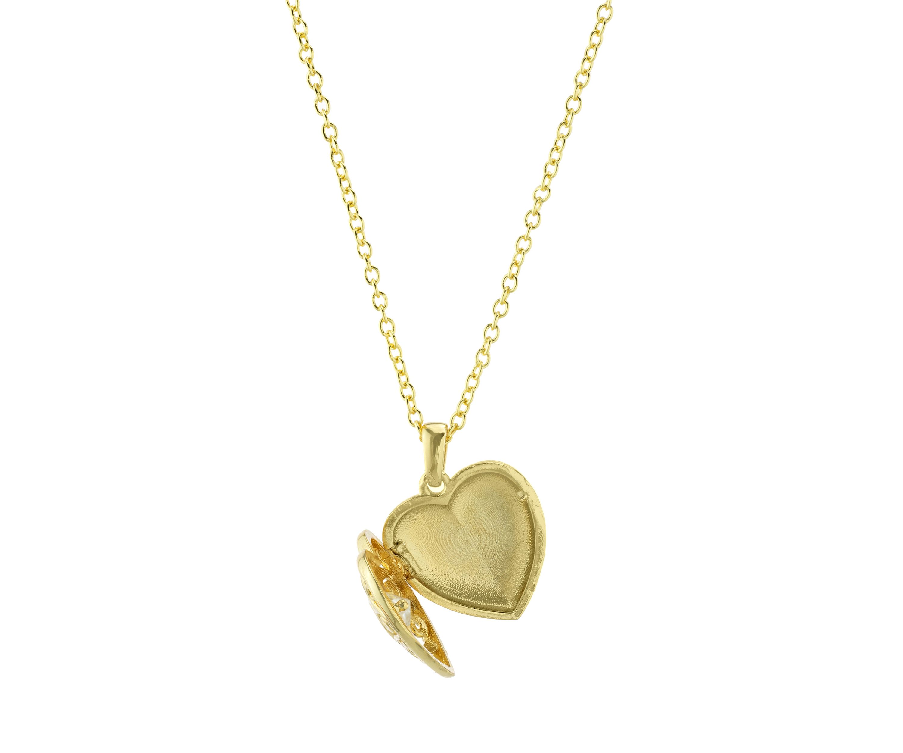 Boxed Silver Plated 18 + 2" Red Cubic Zirconia Heart Locket Necklace