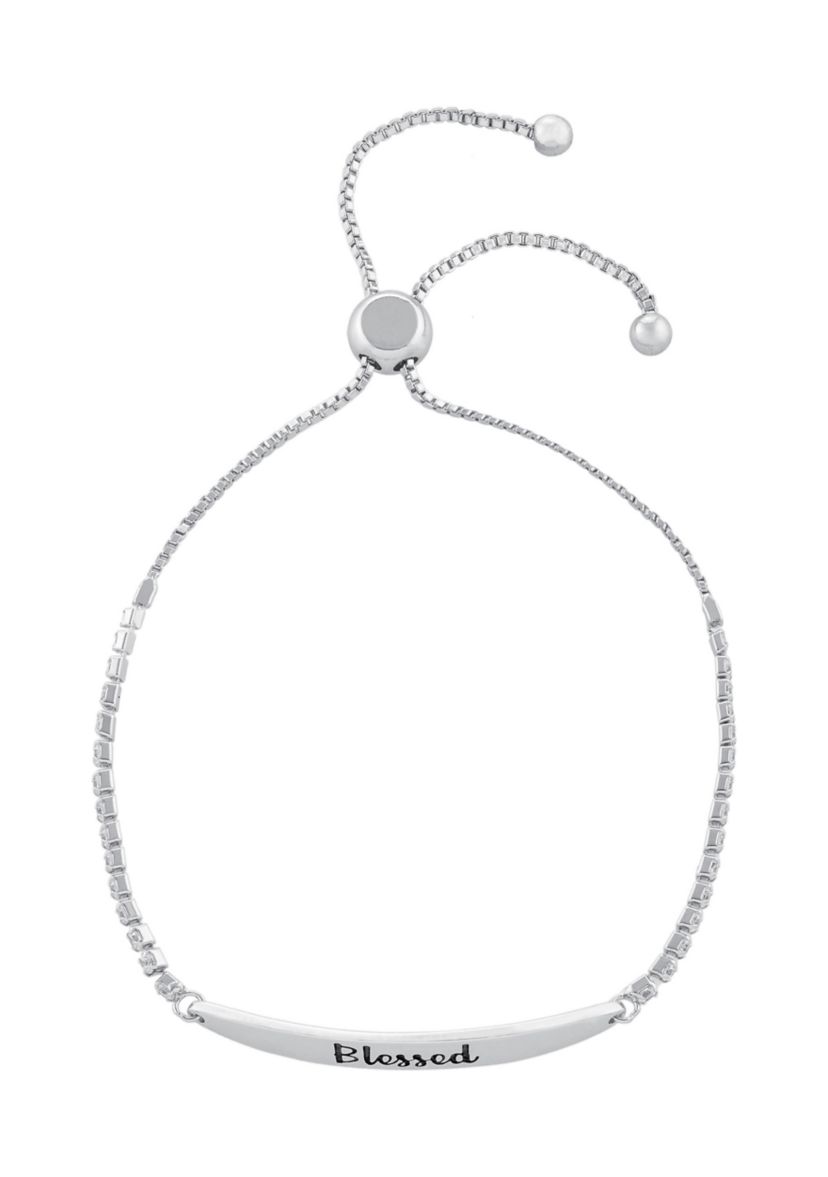 Boxed Gold Plated "Blessed" Cubic Zirconia Adjustable Bracelet 