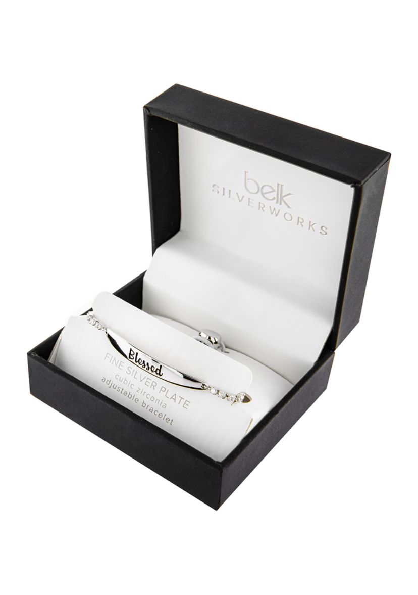 Boxed Gold Plated "Blessed" Cubic Zirconia Adjustable Bracelet 