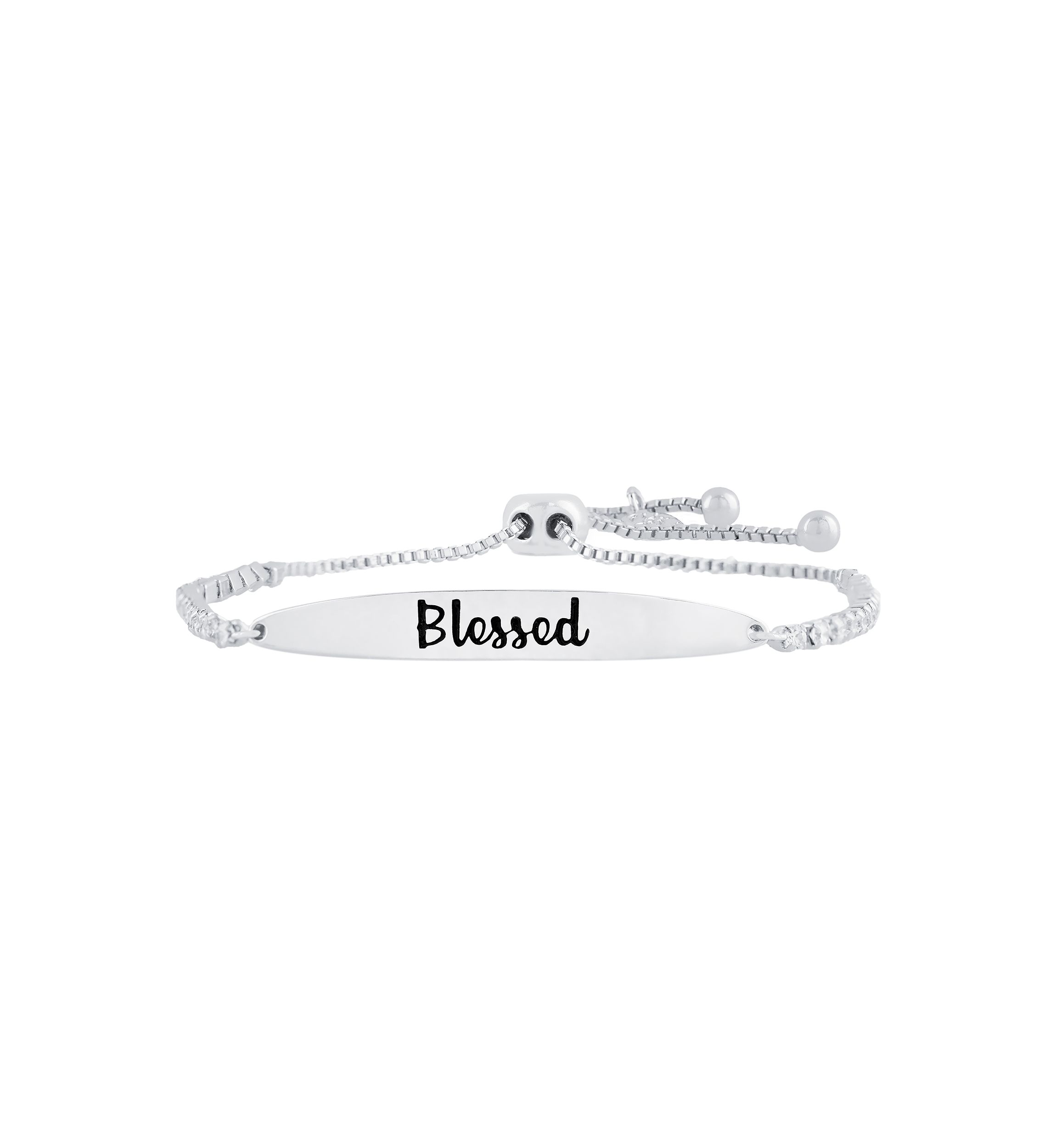 Boxed Gold Plated "Blessed" Cubic Zirconia Adjustable Bracelet 