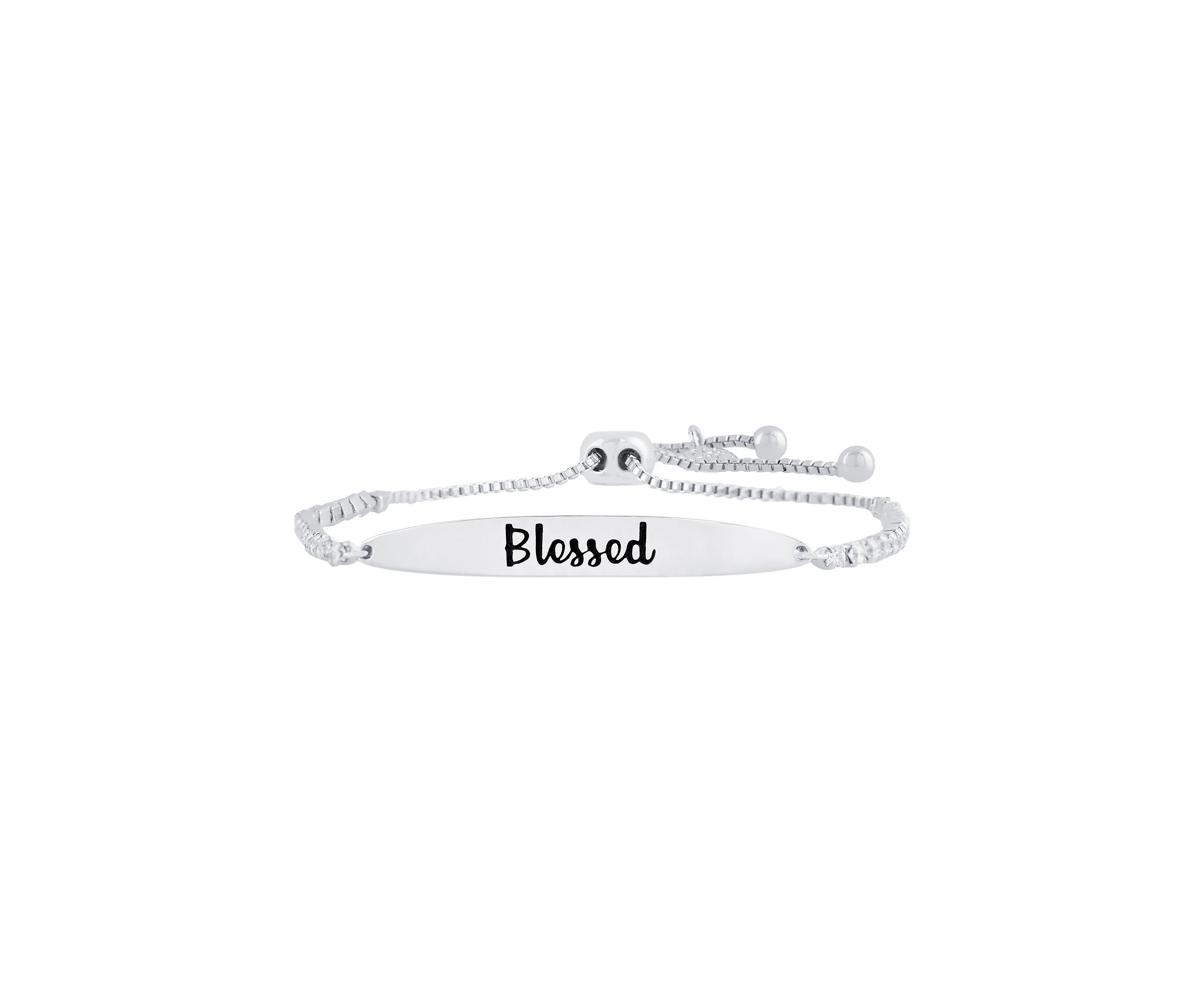 Boxed Gold Plated "Blessed" Cubic Zirconia Adjustable Bracelet 