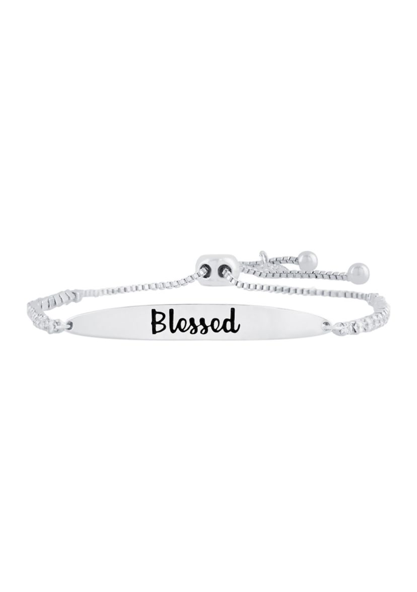 Boxed Gold Plated "Blessed" Cubic Zirconia Adjustable Bracelet 