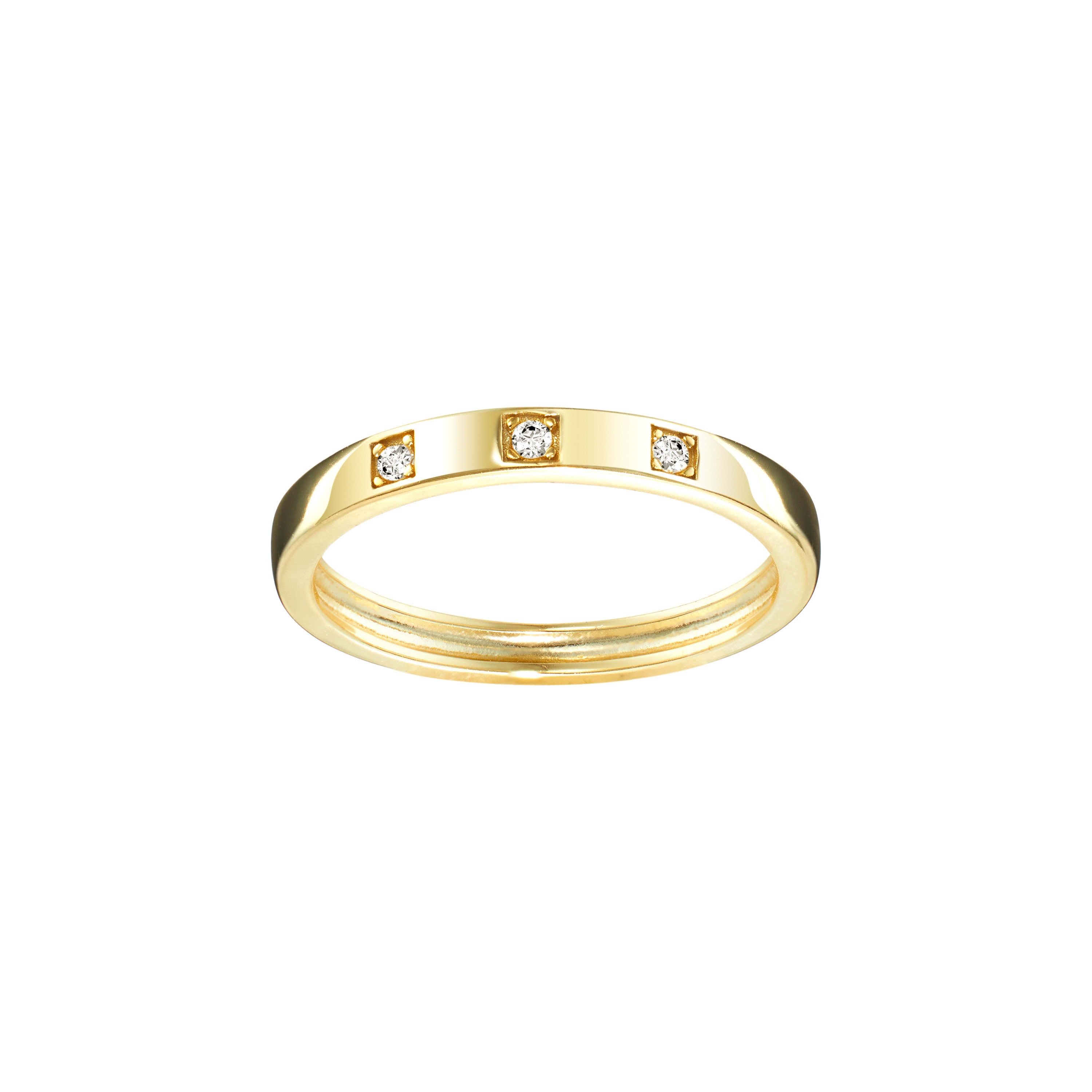 Sterling Silver 3 Cubic Zirconia Bezel Band Ring