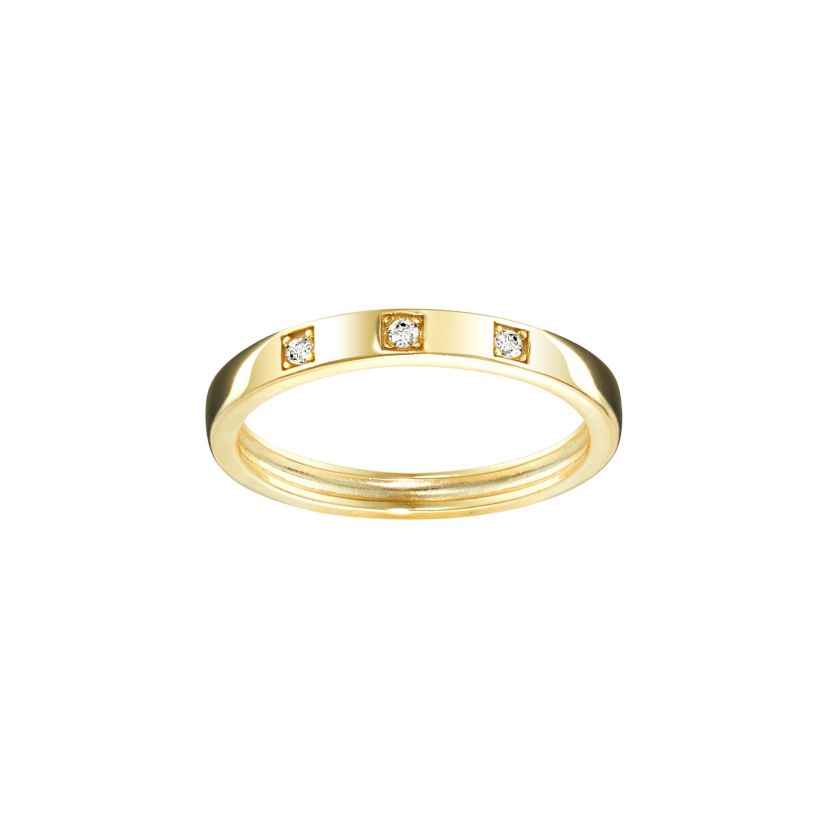 Sterling Silver 3 Cubic Zirconia Bezel Band Ring