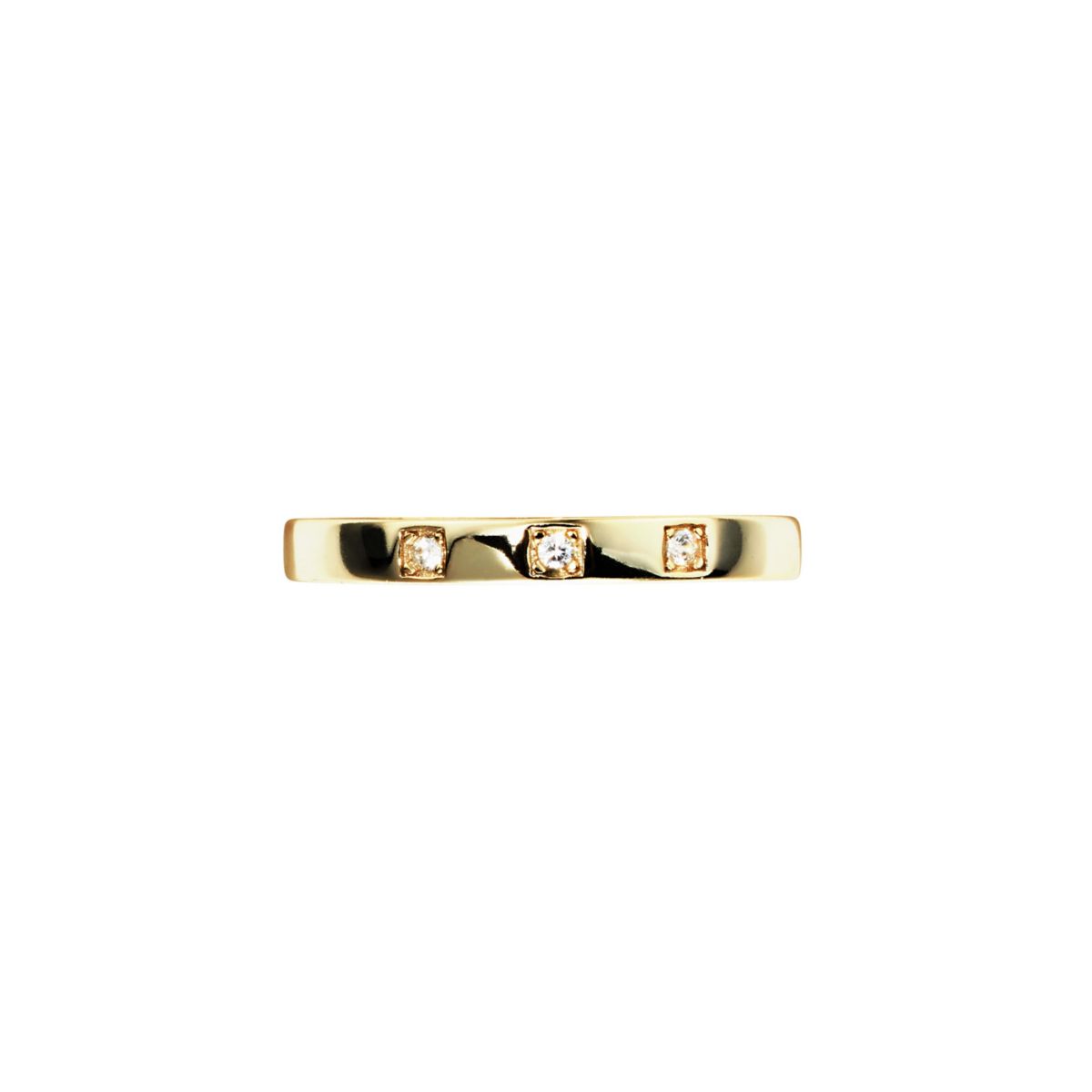 Sterling Silver 3 Cubic Zirconia Bezel Band Ring