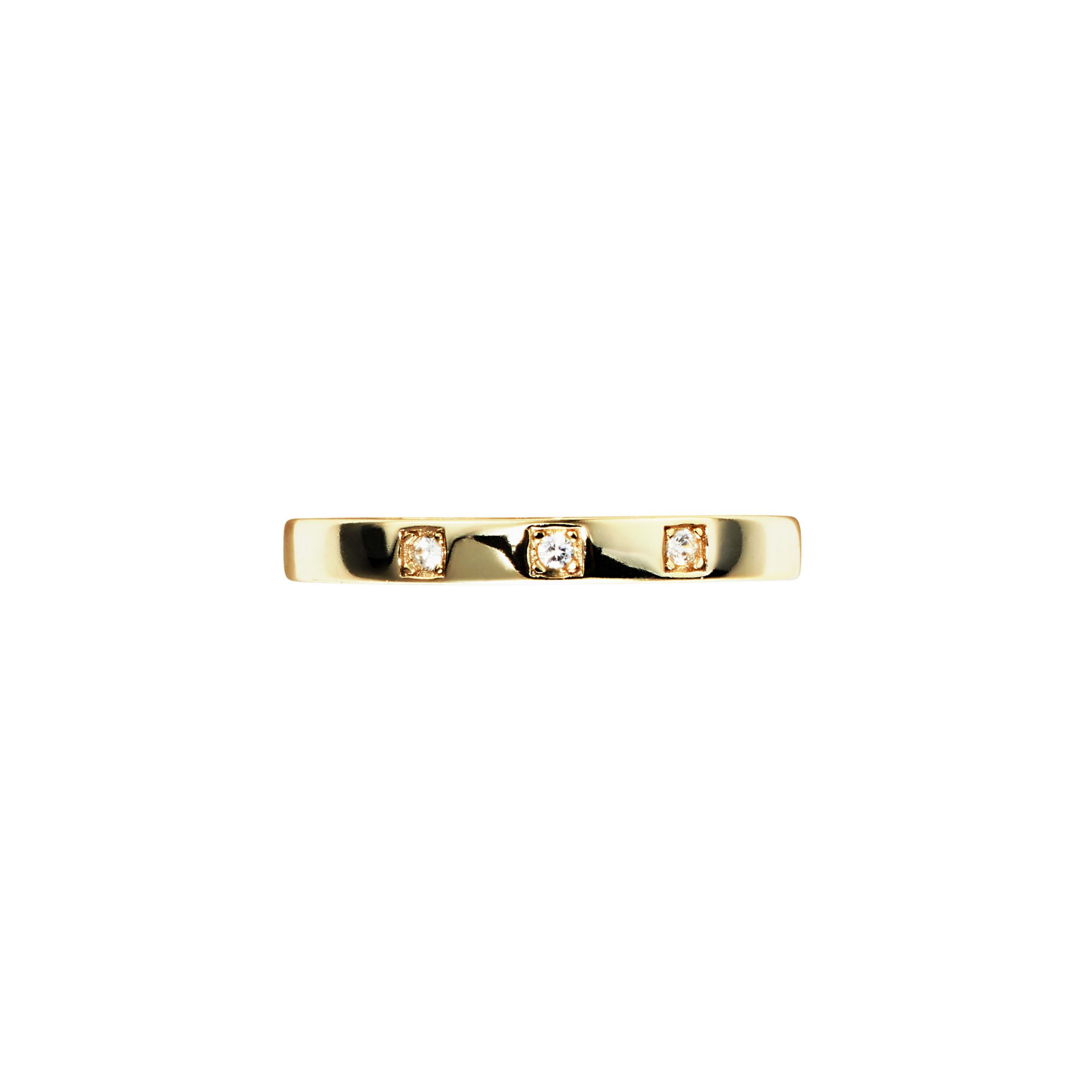 Sterling Silver 3 Cubic Zirconia Bezel Band Ring