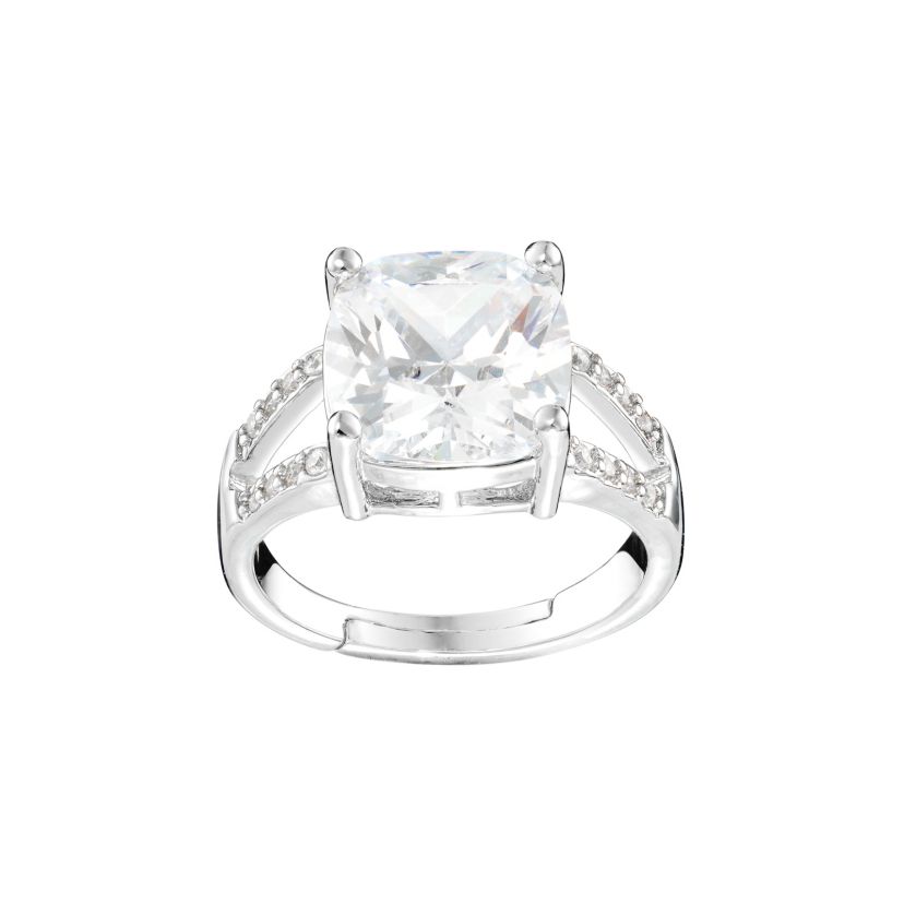 Silver Plated 11mm Cubic Zirconia Square Cushion Ring