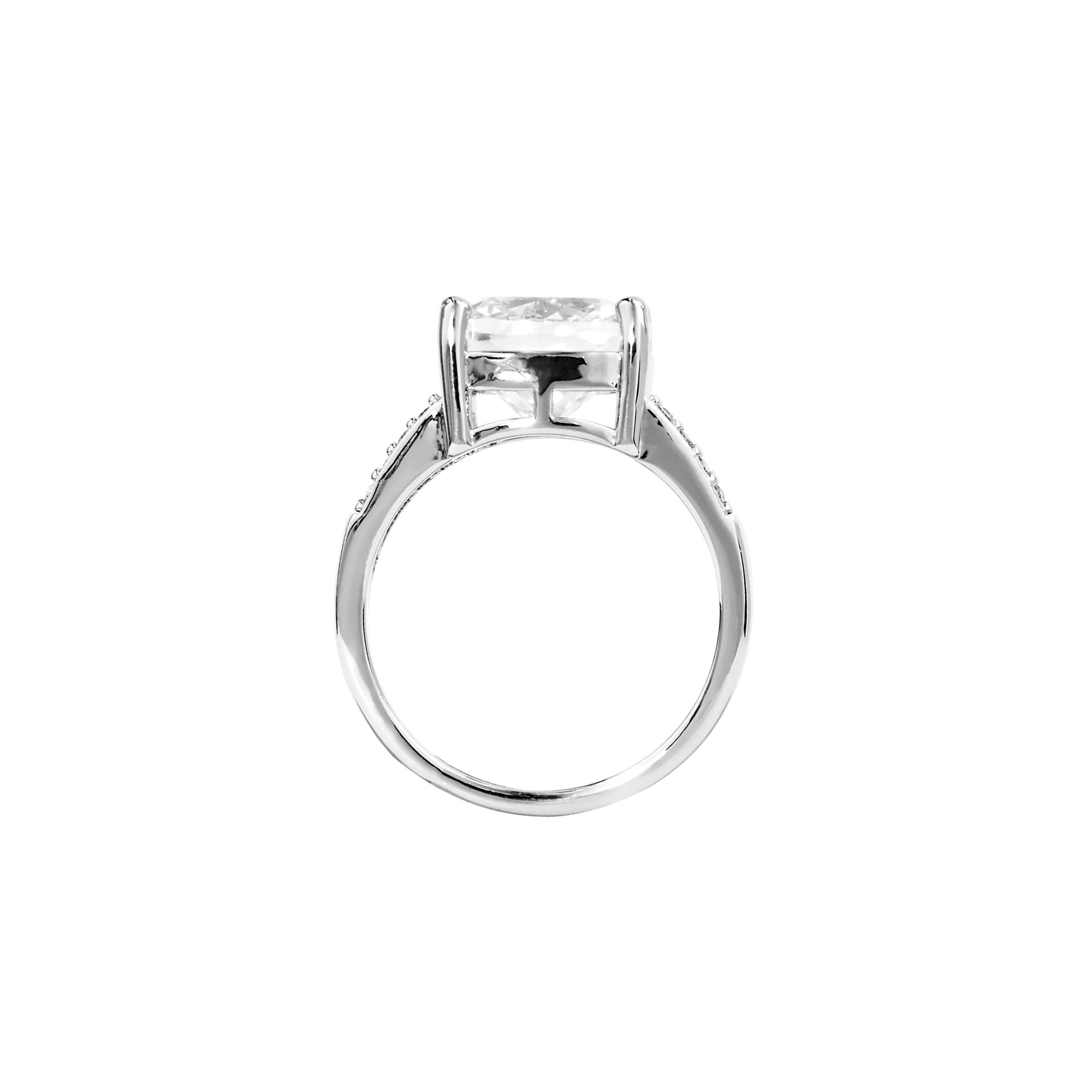 Silver Plated 11mm Cubic Zirconia Square Cushion Ring