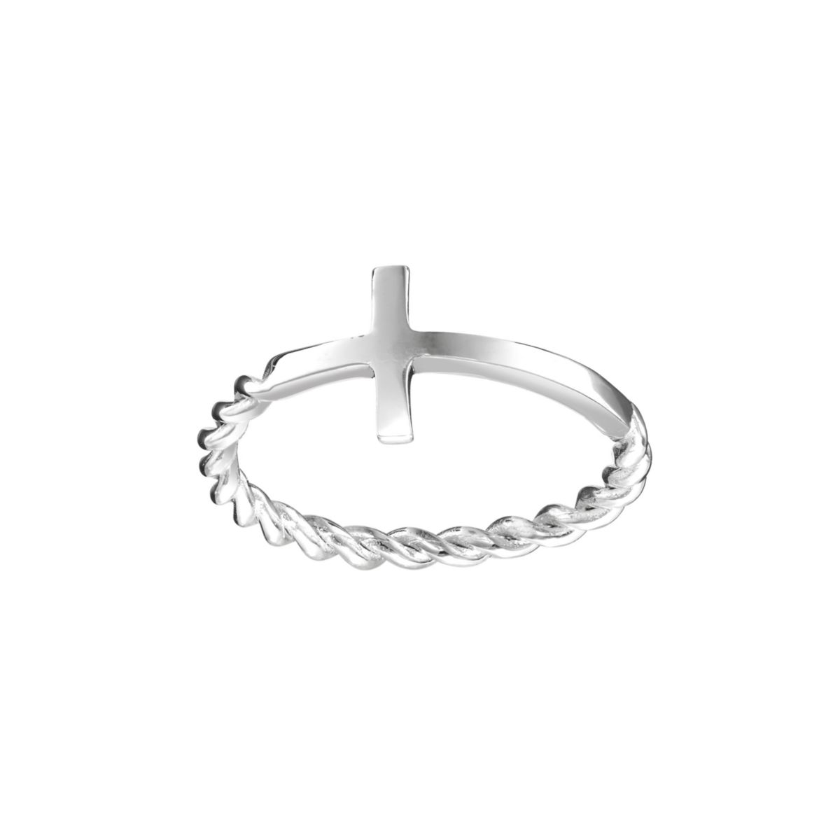 Sterling Silver Side Cross Band Ring with Twisted Side