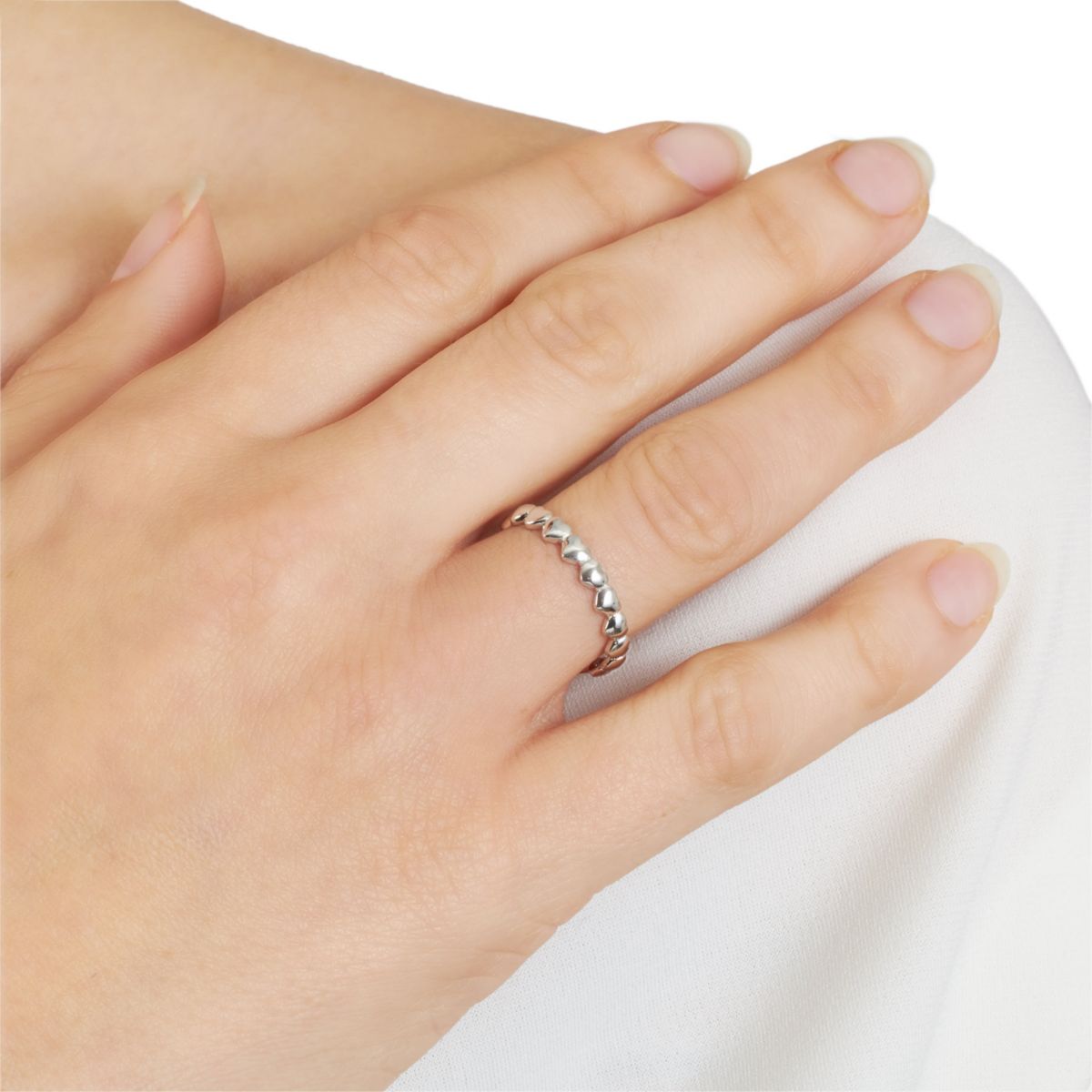 Sterling Silver Multi Mini Hearts Band Ring