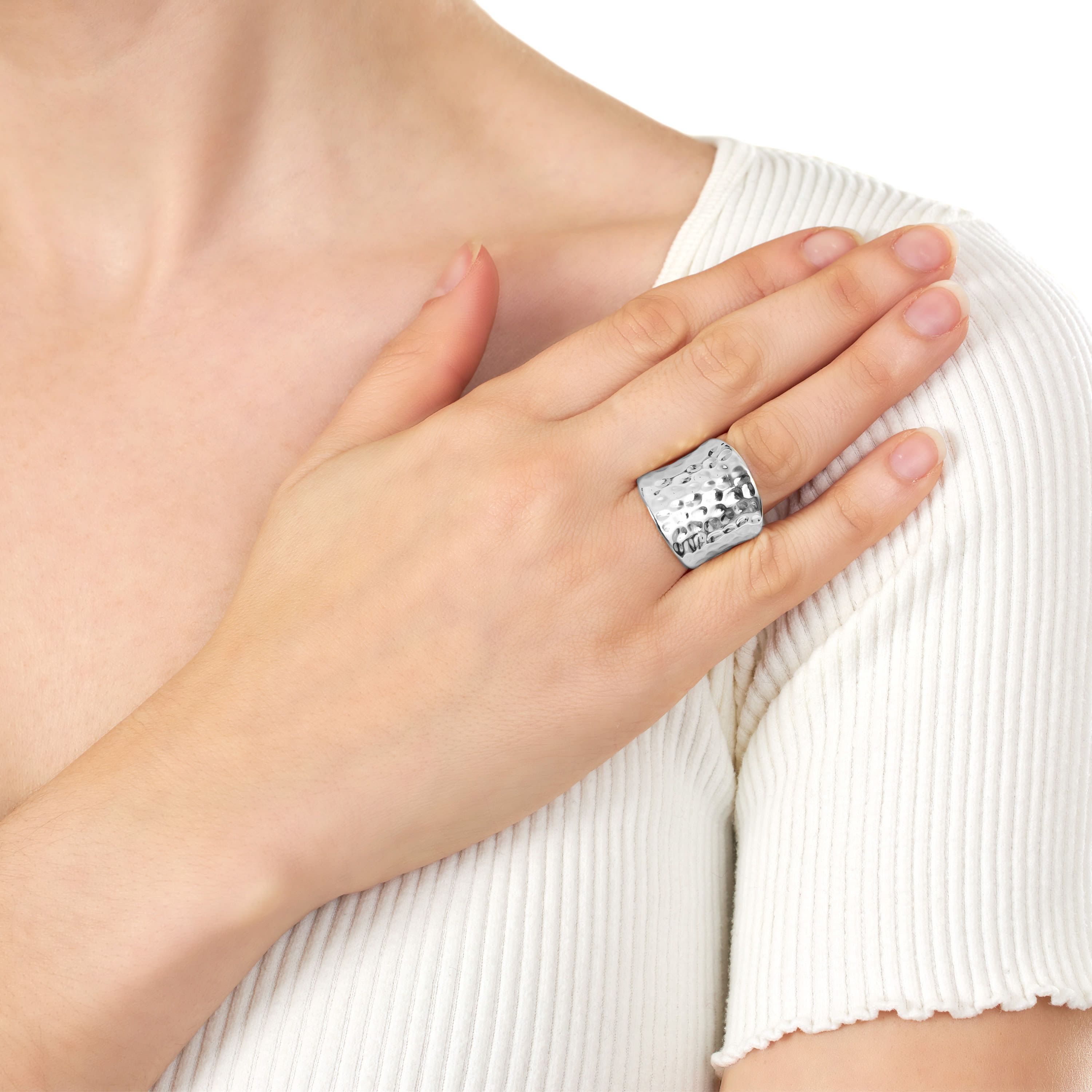 Silver Plated Hammered Ring