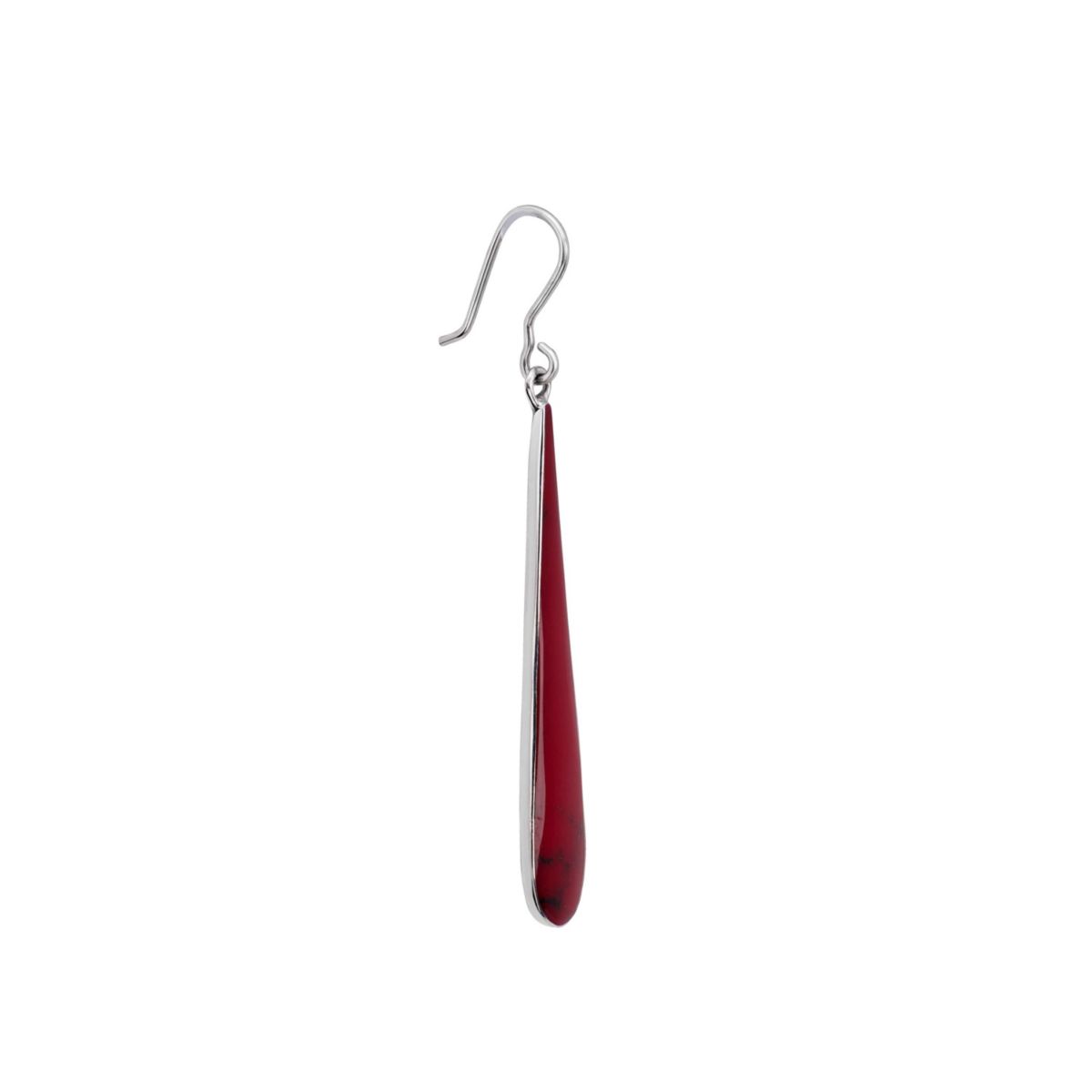 Sterling Silver Red Jasper Long Teardrop Earrings
