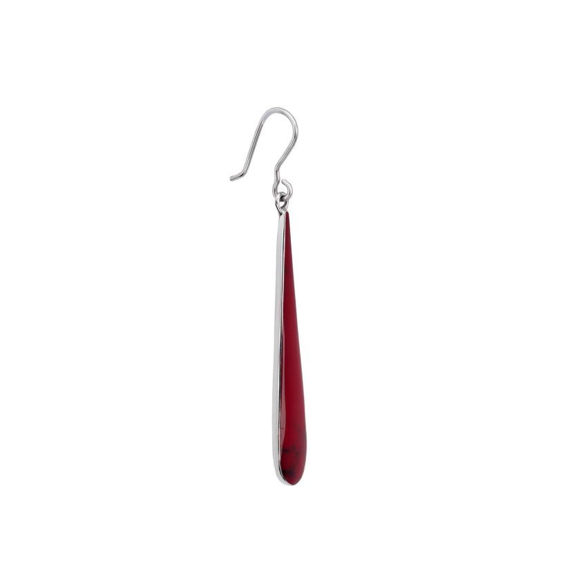 Sterling Silver Red Jasper Long Teardrop Earrings